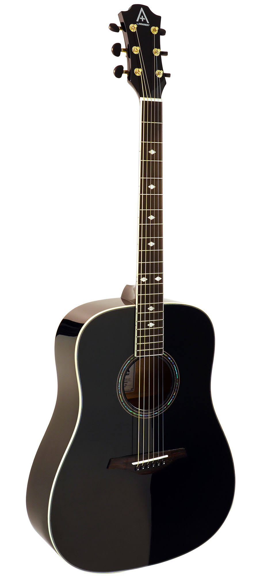 Hohner A+ Solid Top Dreadnought Steel String Acoustic Guitar W Gigbag Black - Megean