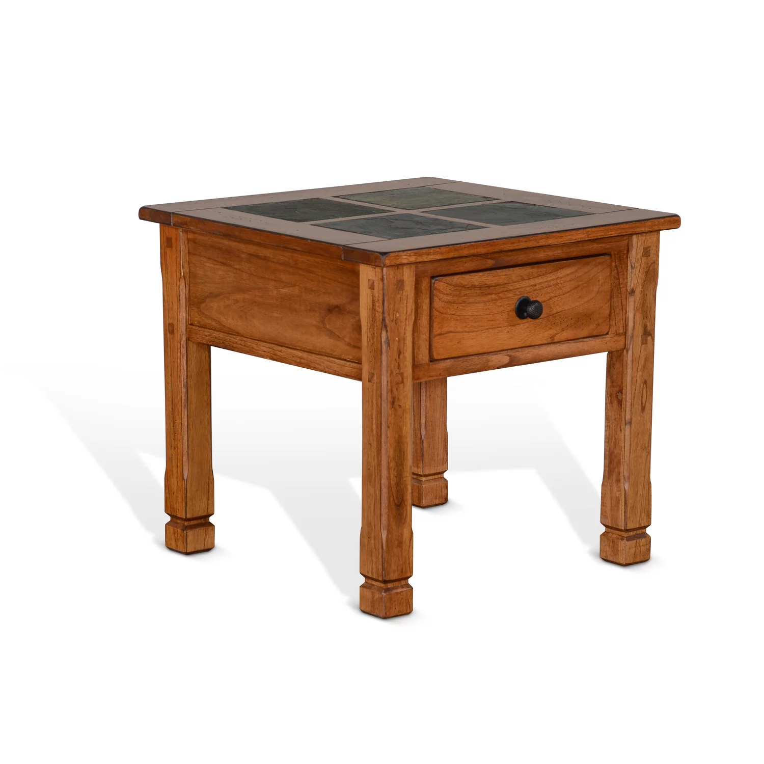 Sunny Designs Sedona 26" Transitional Wood End Table in Rustic Oak