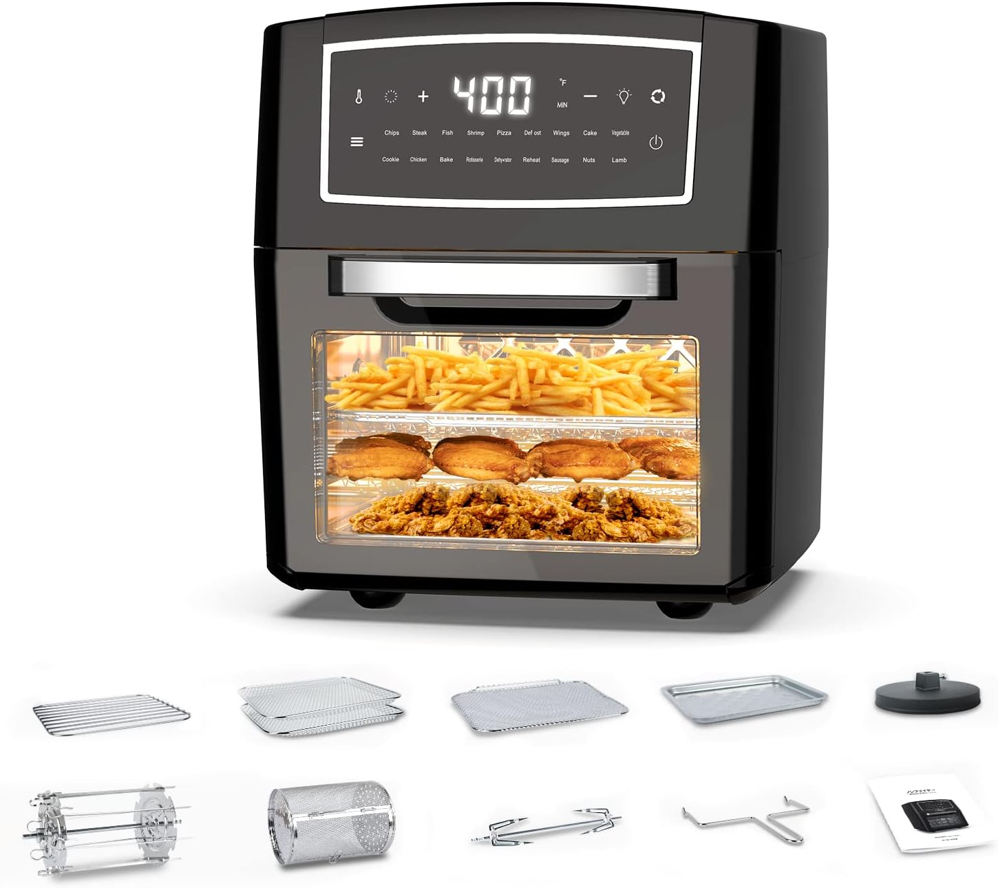 Air Fryer Oven, 18 in 1 Toaster Ovens Countertop Combo, Convection Oven Air Fryer Countertop for Rotisserie, Roast, Bake, Dehydrate