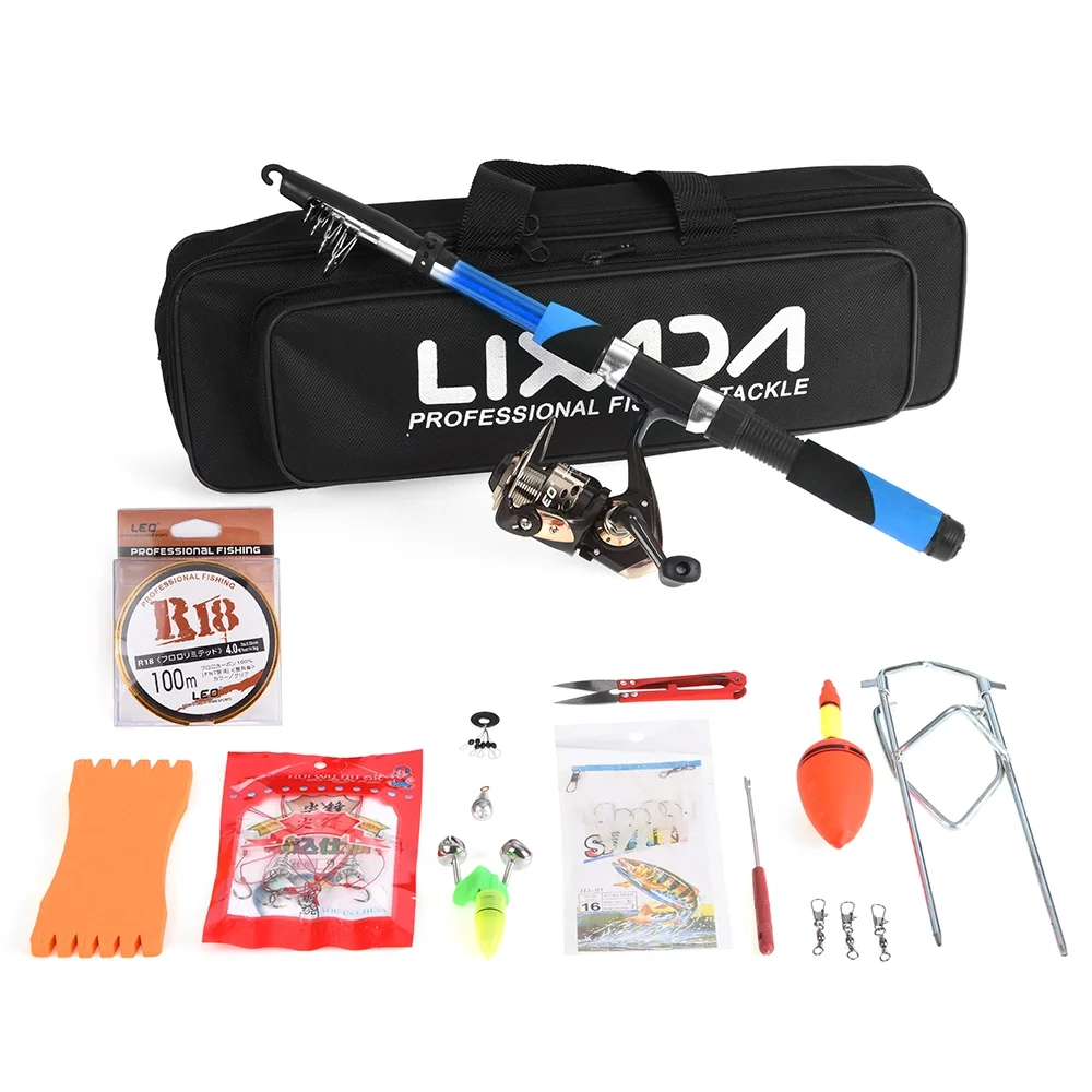 Lixada Fishing Rod Kit, Fiberglass Telescopic Fishing Pole, Professional Travel Fishing Pole Rod Set