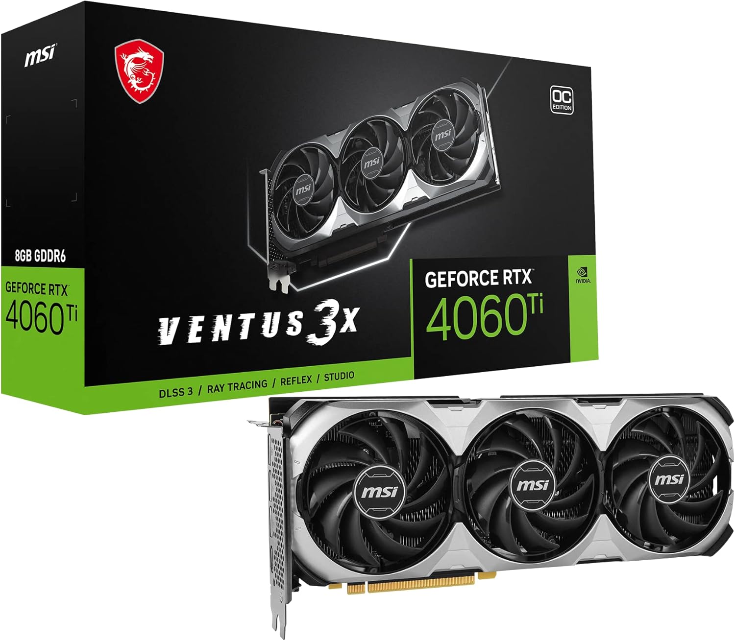 MSI Gaming GeForce RTX 4060 Ti 8GB GDRR6 Extreme Clock: 2580 MHz 128-Bit HDMI/DP Nvlink TORX Fan 4.0 Ada Lovelace Architecture Graphics Card (RTX