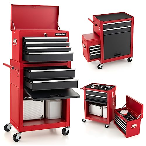 ERGOMASTER Rolling Tool Chest Cabinet Big Capacity Storage with Wheels and Lock Key, Portable Tool-Box Organizer with Sliding Drawers