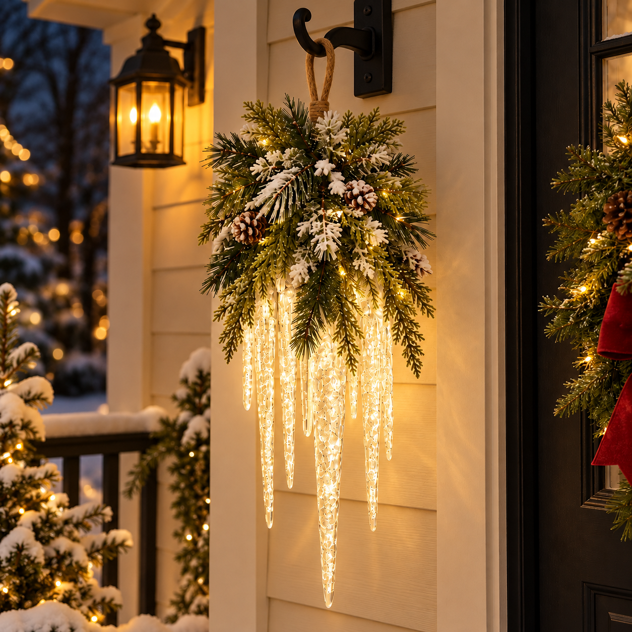 Lighted Snowy Icicle Hanging Decor