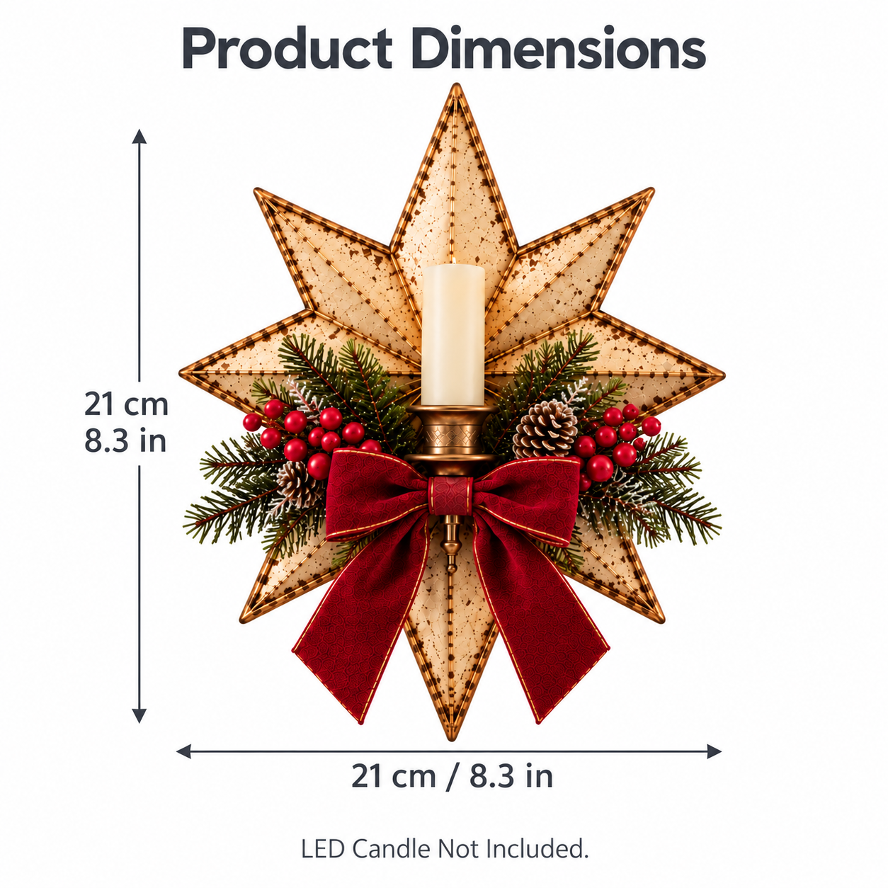 Vintage Gold Star Christmas Wall Candle Holder