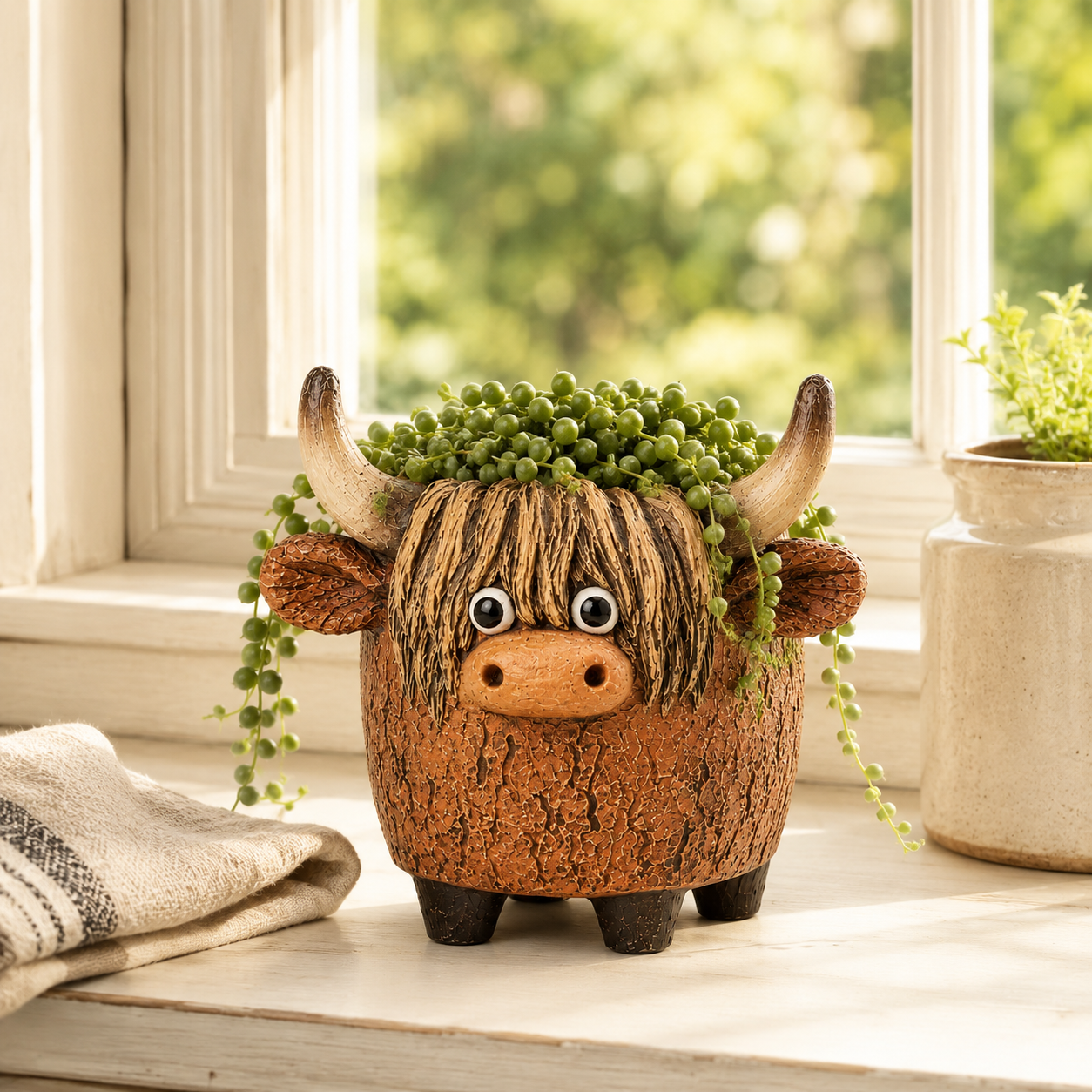 Whimsical Highland Cow Planter