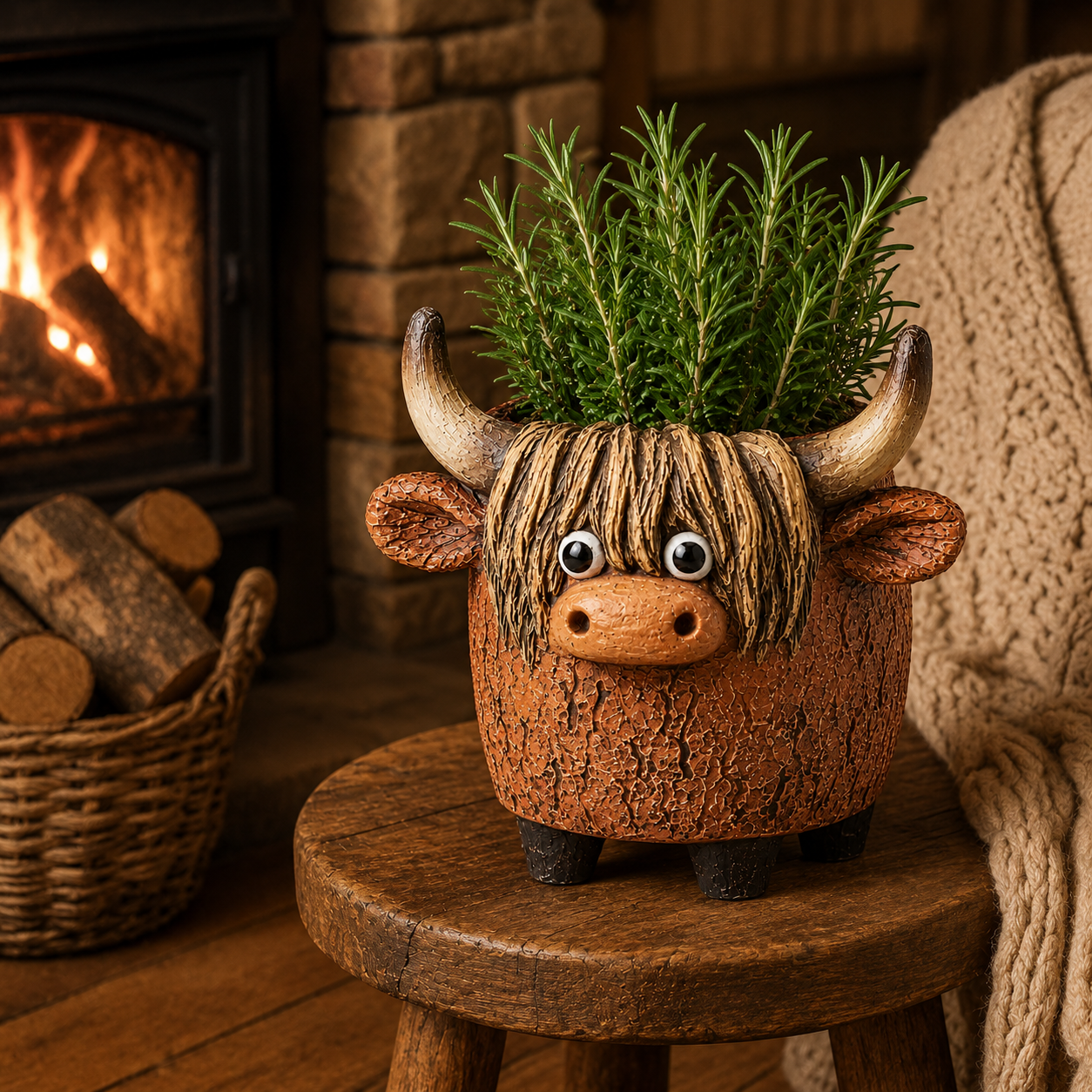 Whimsical Highland Cow Planter