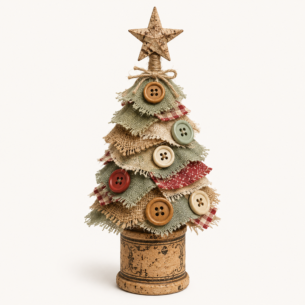 Rustic-style fabric Christmas tree tabletop ornament