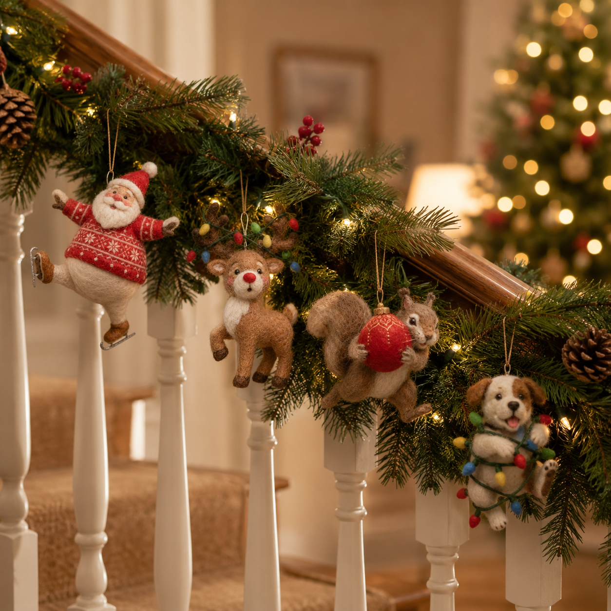 Whimsical Felt Christmas Hanging Ornament Collection