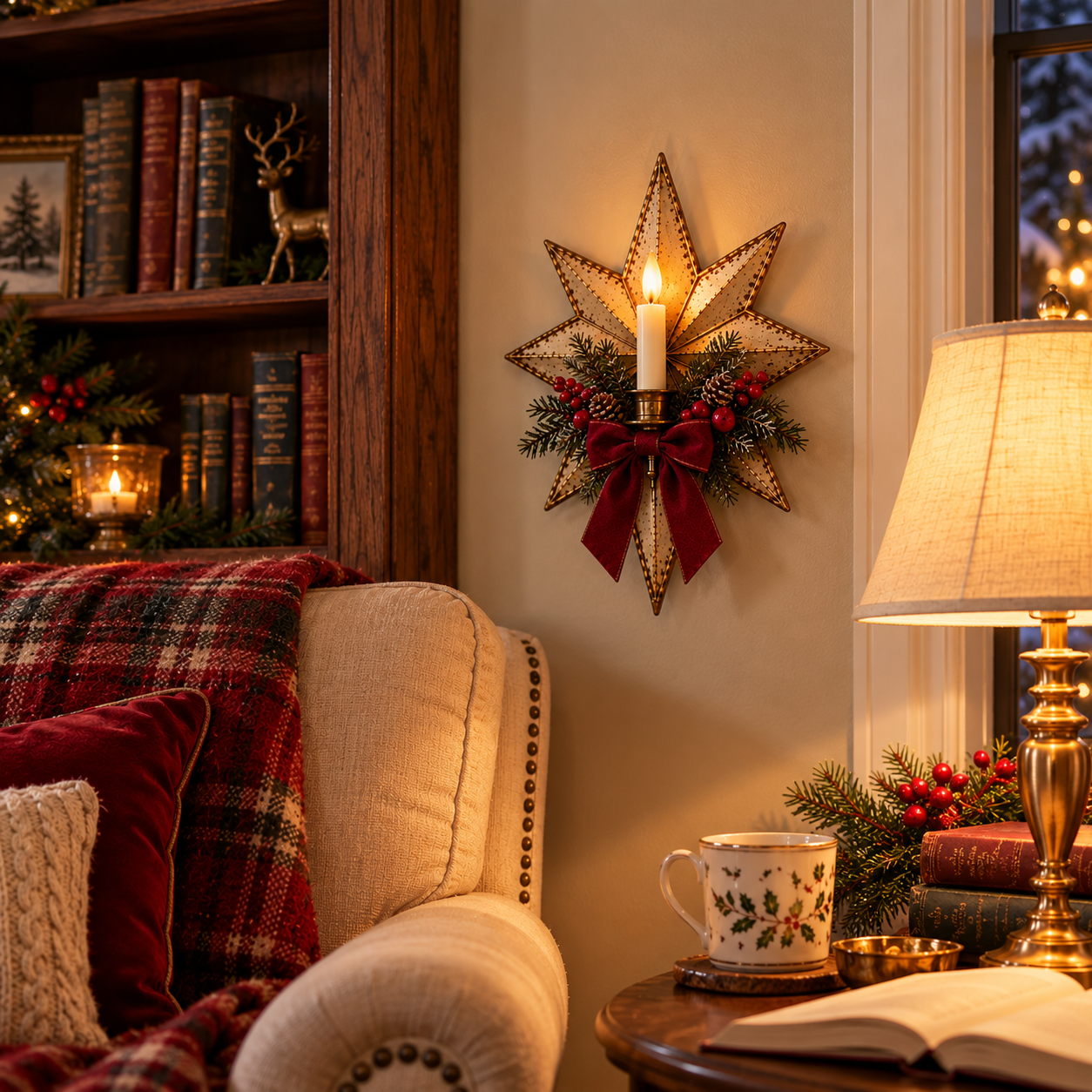 Vintage Gold Star Christmas Wall Candle Holder