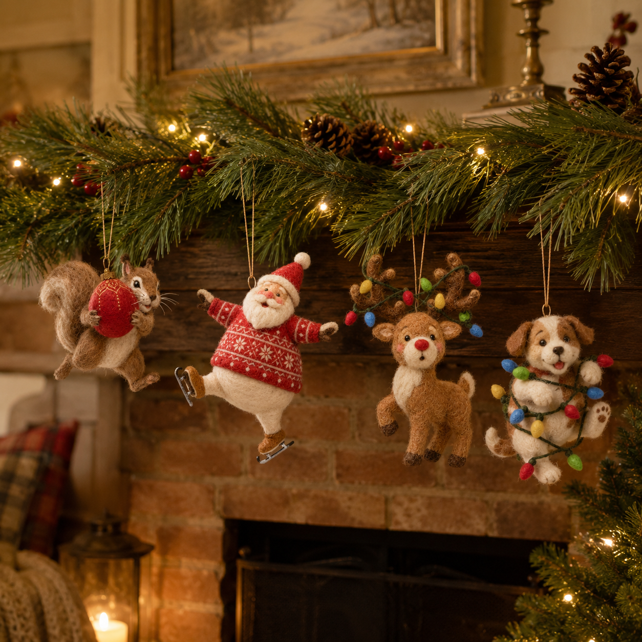 Whimsical Felt Christmas Hanging Ornament Collection