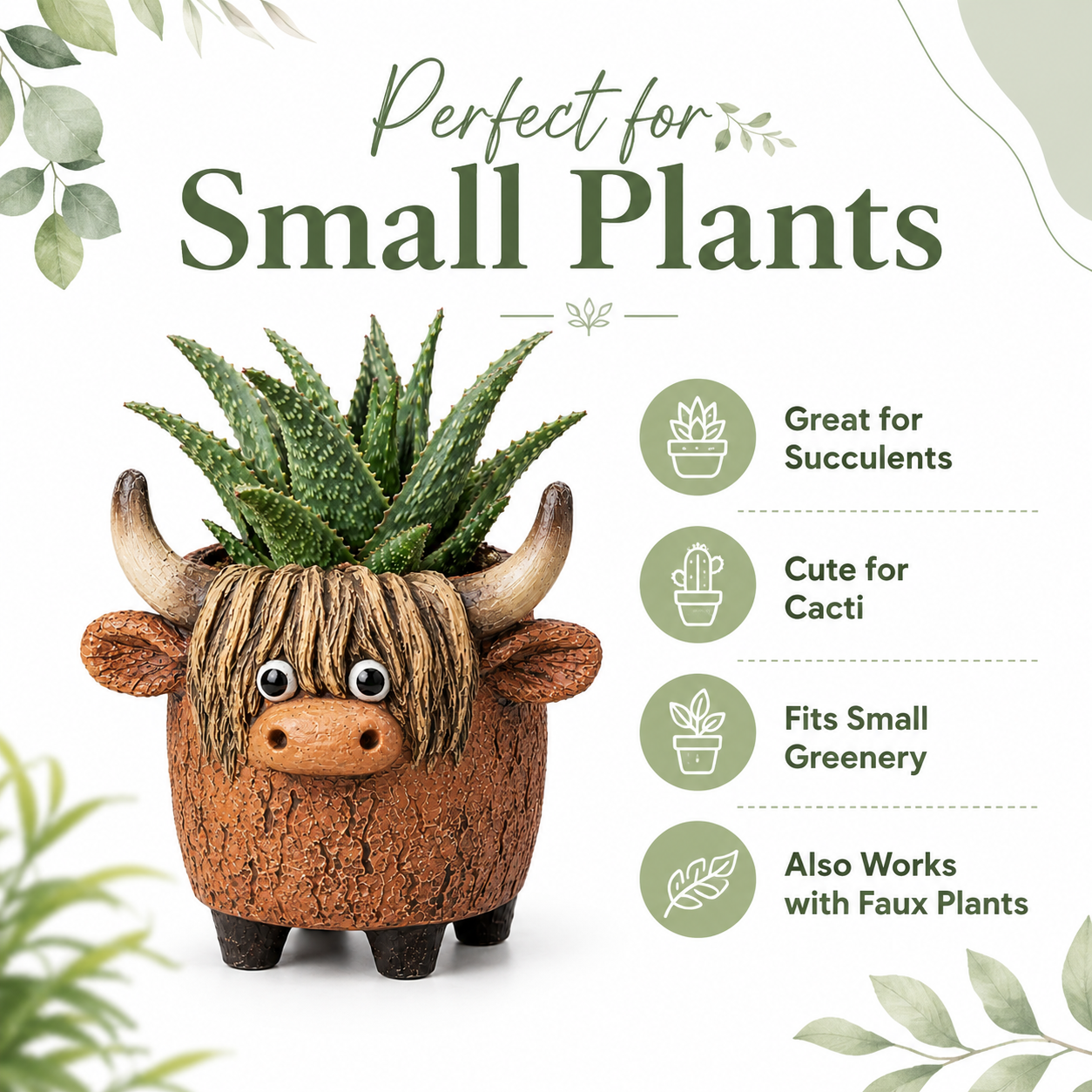 Whimsical Highland Cow Planter