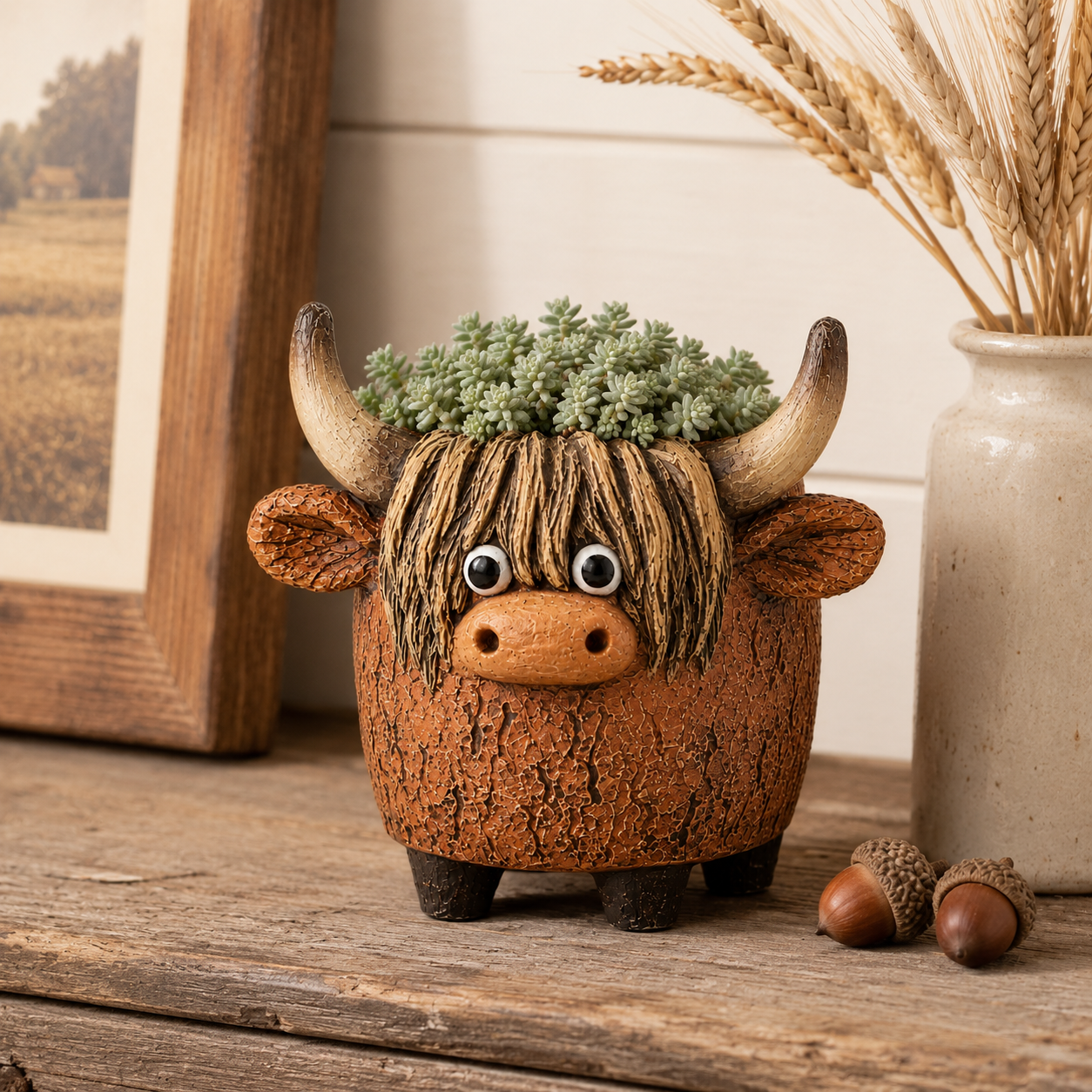 Whimsical Highland Cow Planter