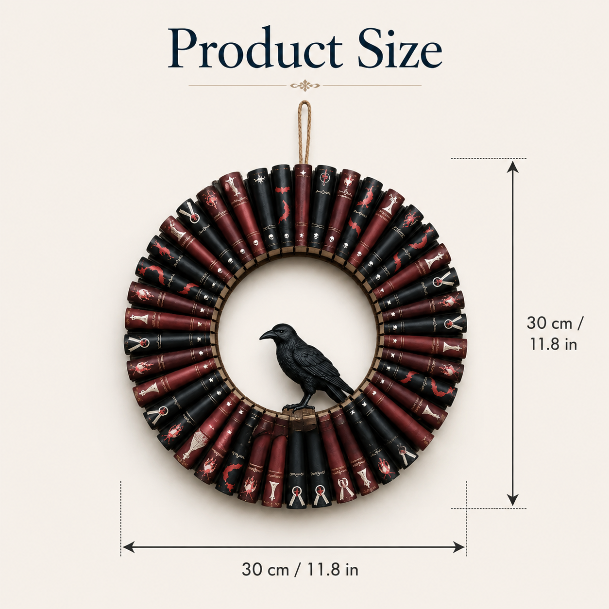 Gothic Raven Book Wreath for Wall Decor
