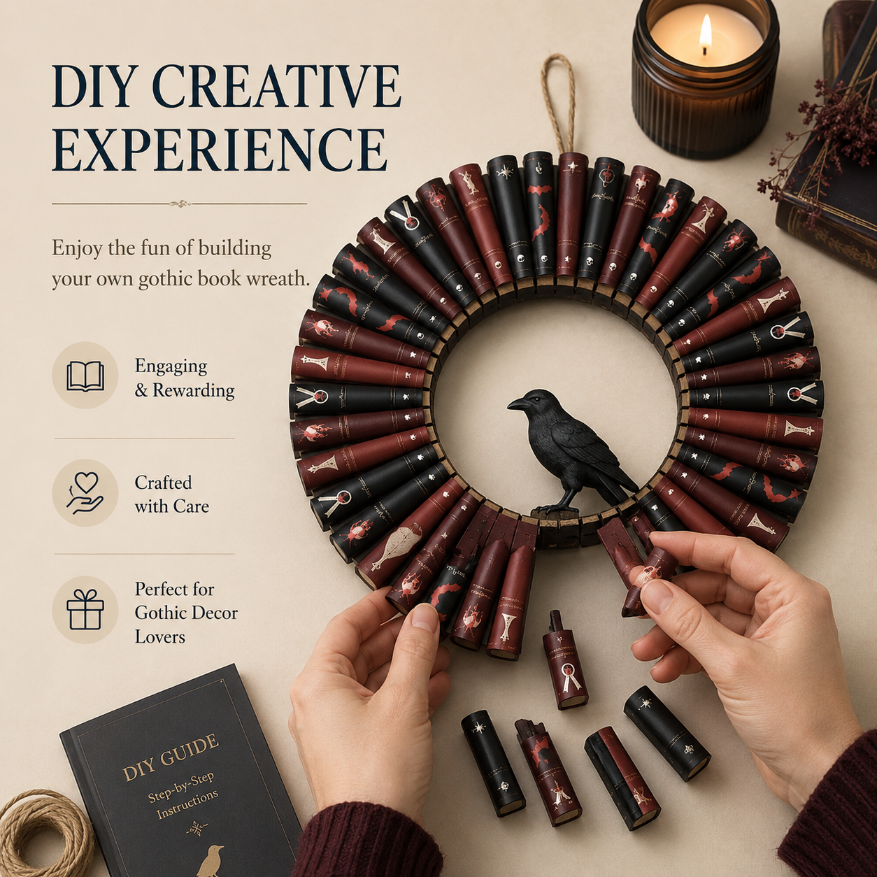 DIY Gothic Raven Book Wreath Craft Kit