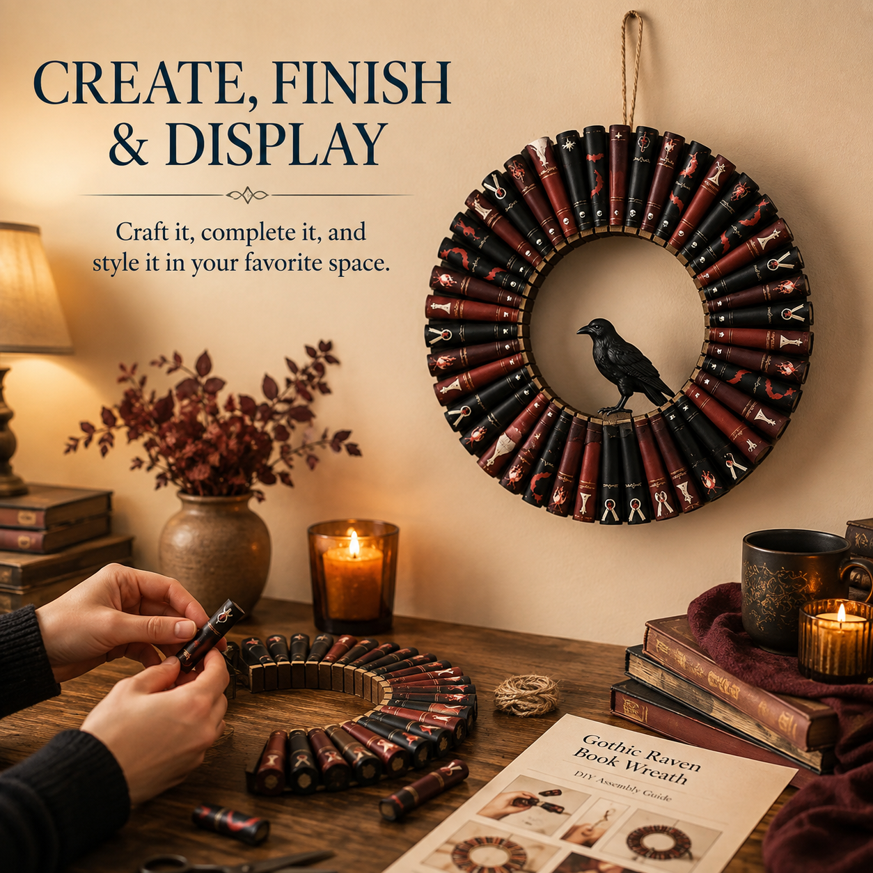 DIY Gothic Raven Book Wreath Craft Kit