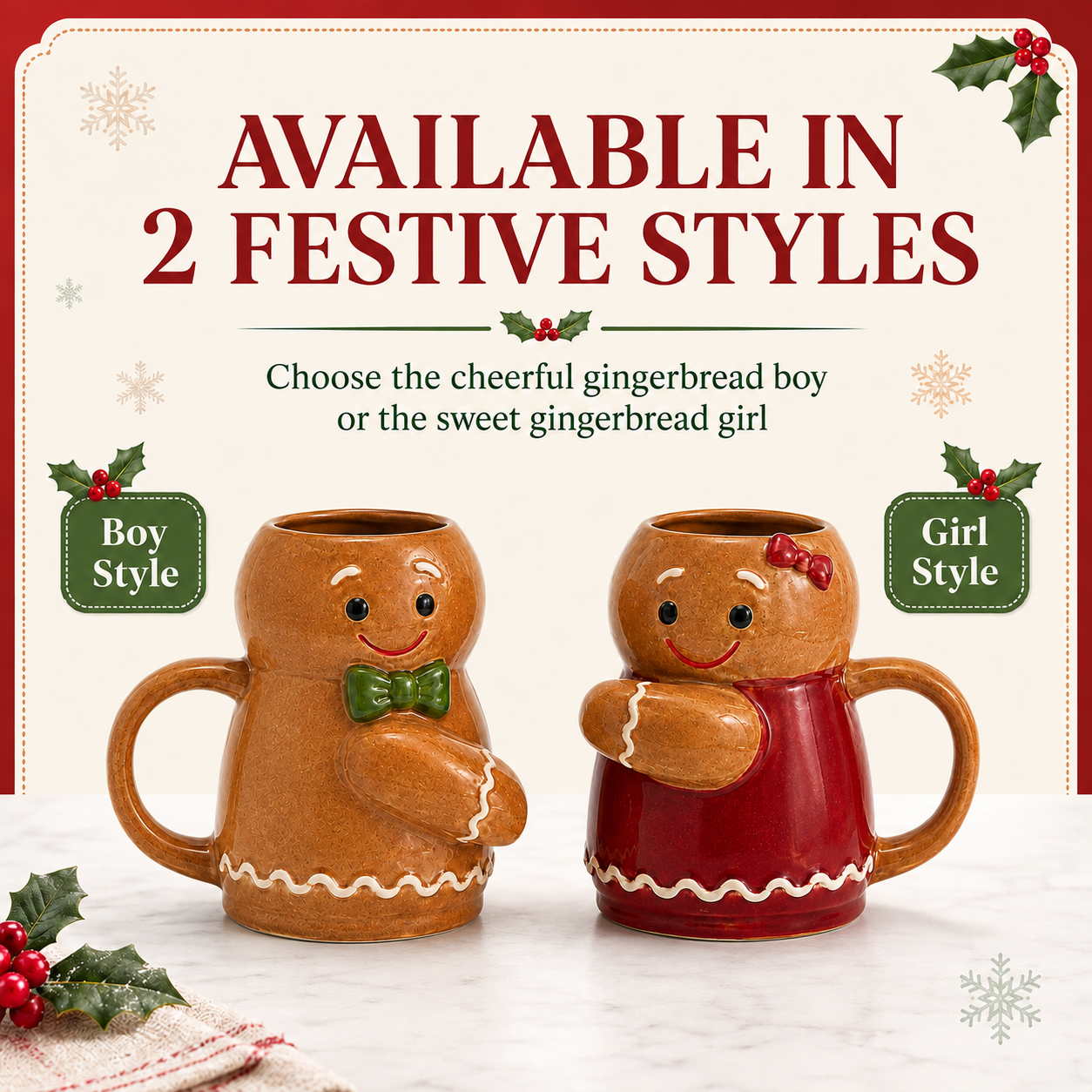 Christmas Gingerbread Man Shaped Mug