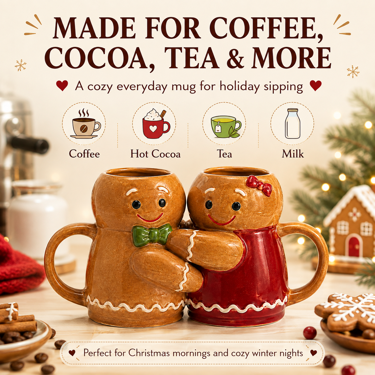 Christmas Gingerbread Man Shaped Mug