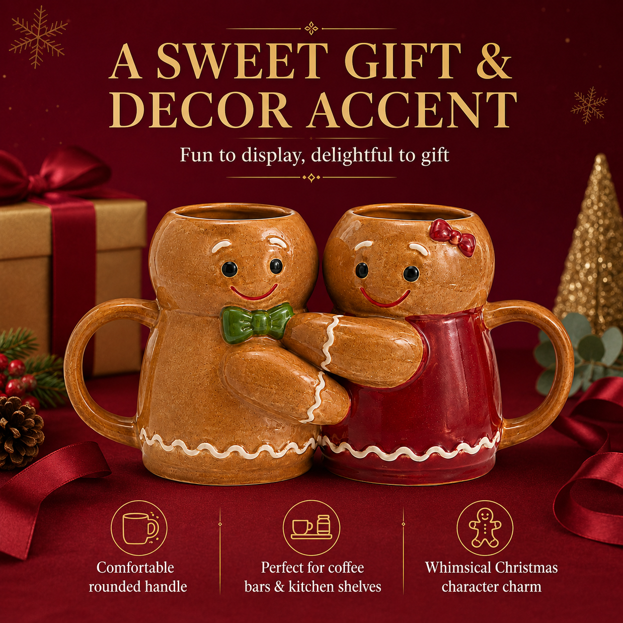 Christmas Gingerbread Man Shaped Mug
