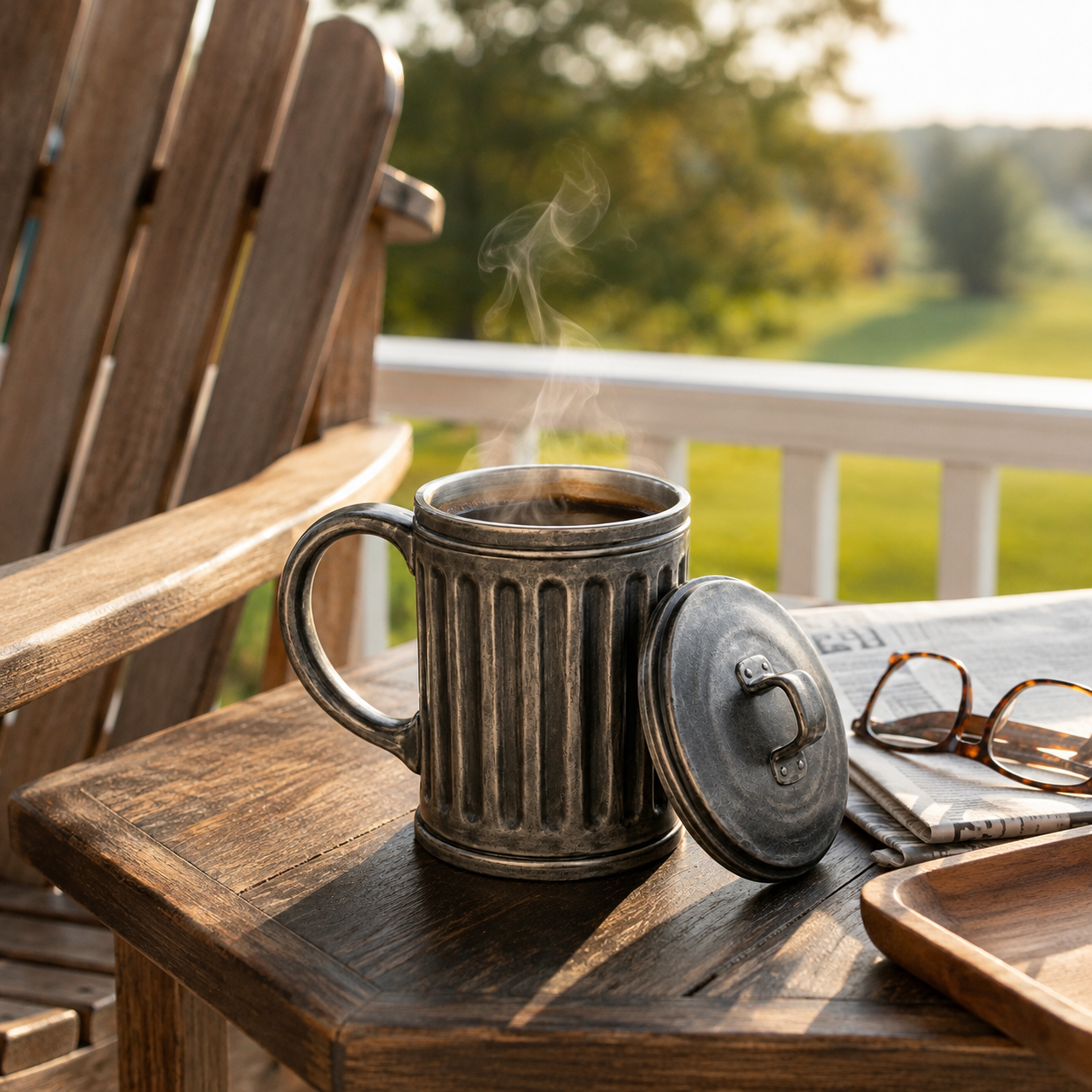 Vintage Trash Can Mug with Lid