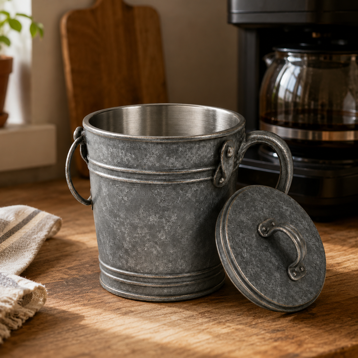 Vintage Trash Can Mug with Lid