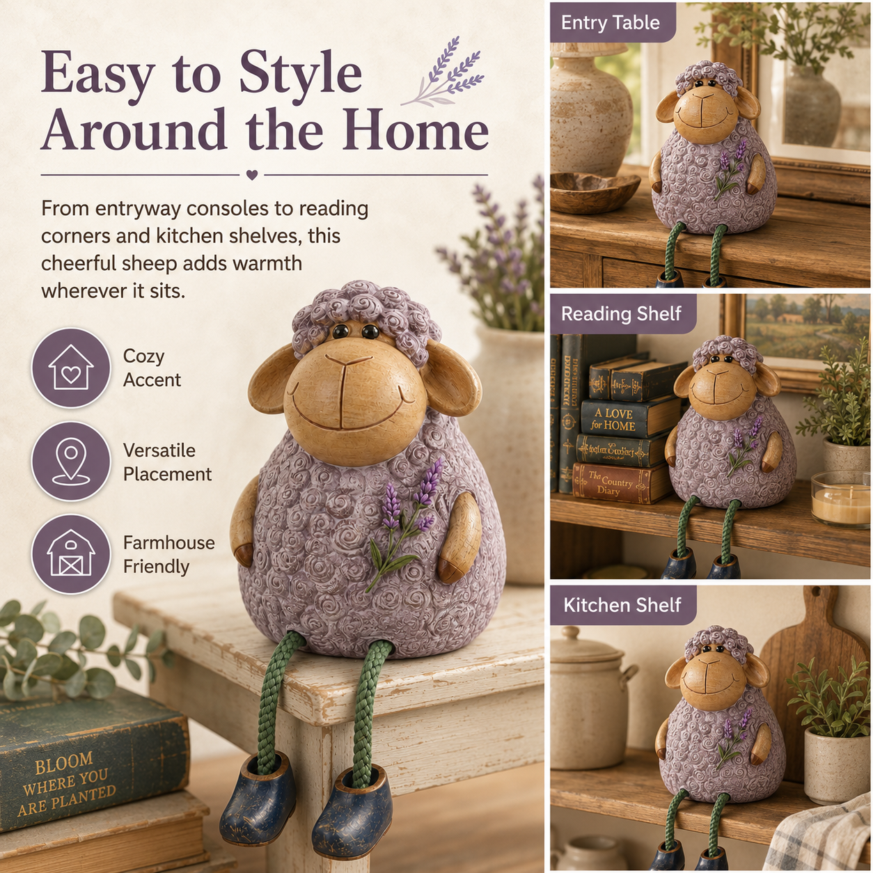 Lavender Meadow Sheep Shelf Sitter