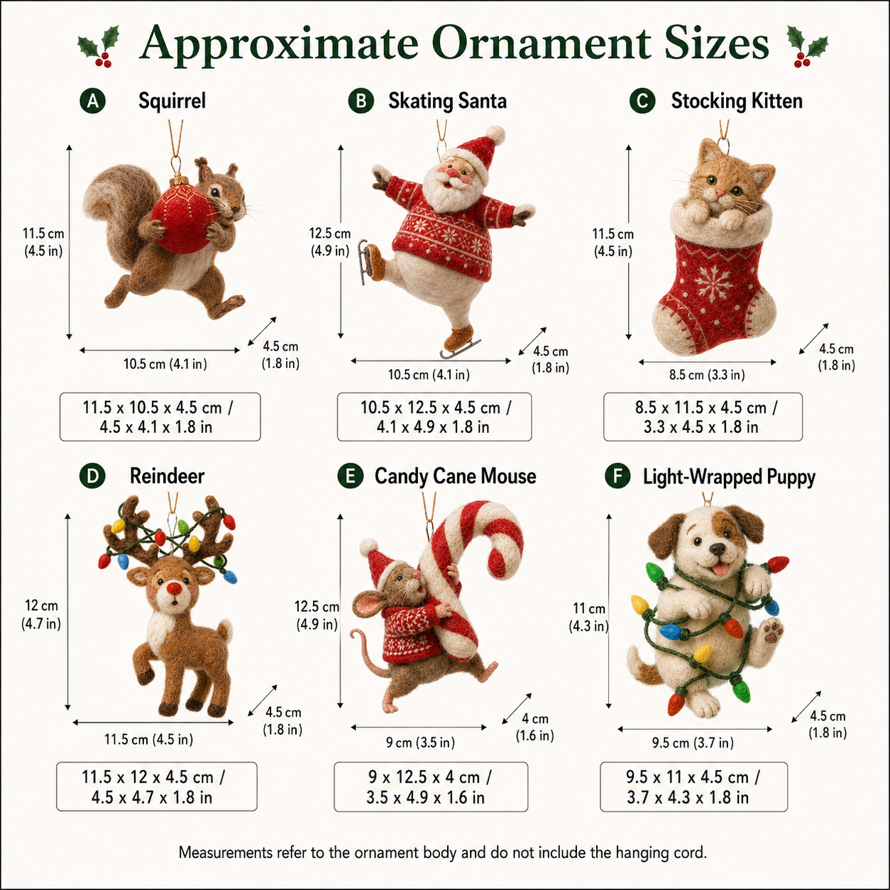 Whimsical Felt Christmas Hanging Ornament Collection
