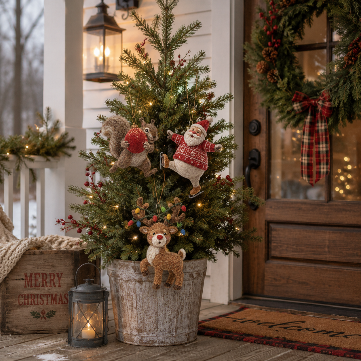 Whimsical Felt Christmas Hanging Ornament Collection
