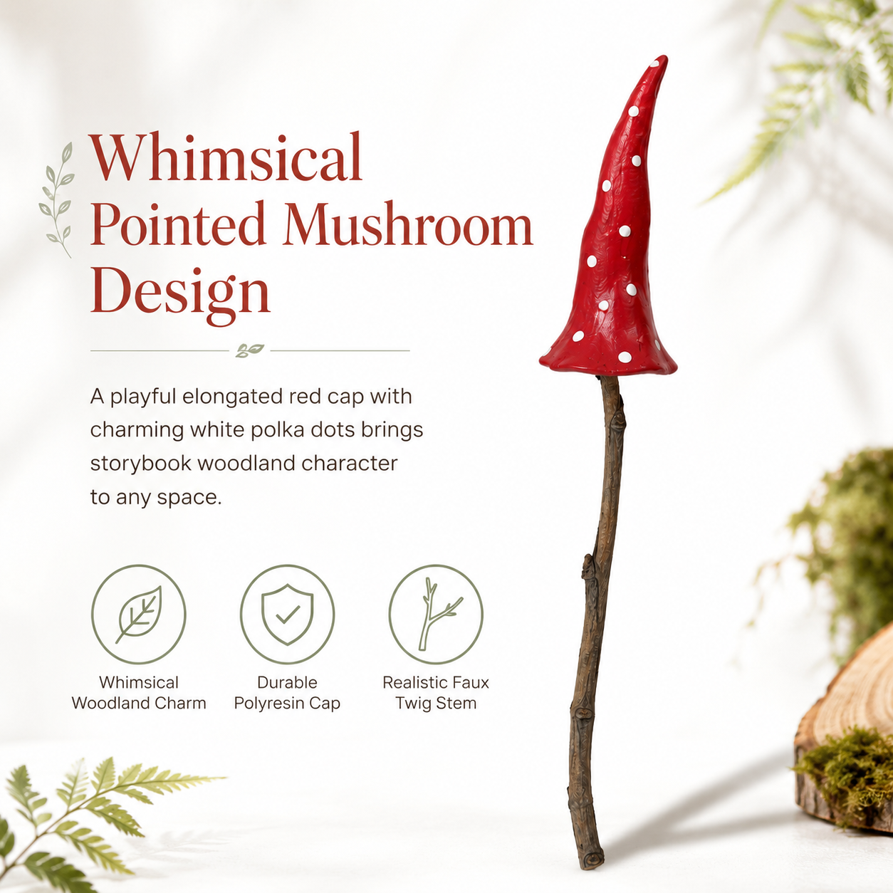 Whimsical Red Mushroom Garden Stake