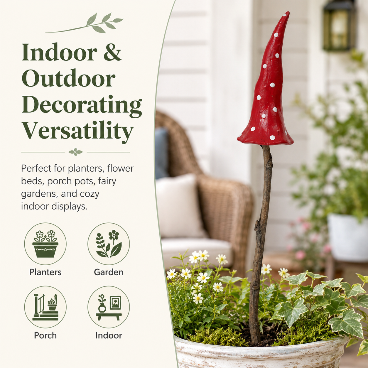 Whimsical Red Mushroom Garden Stake