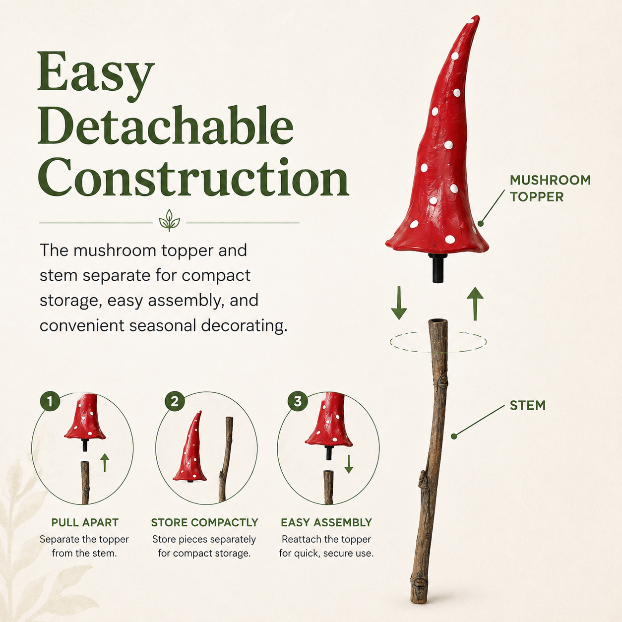 Whimsical Red Mushroom Garden Stake