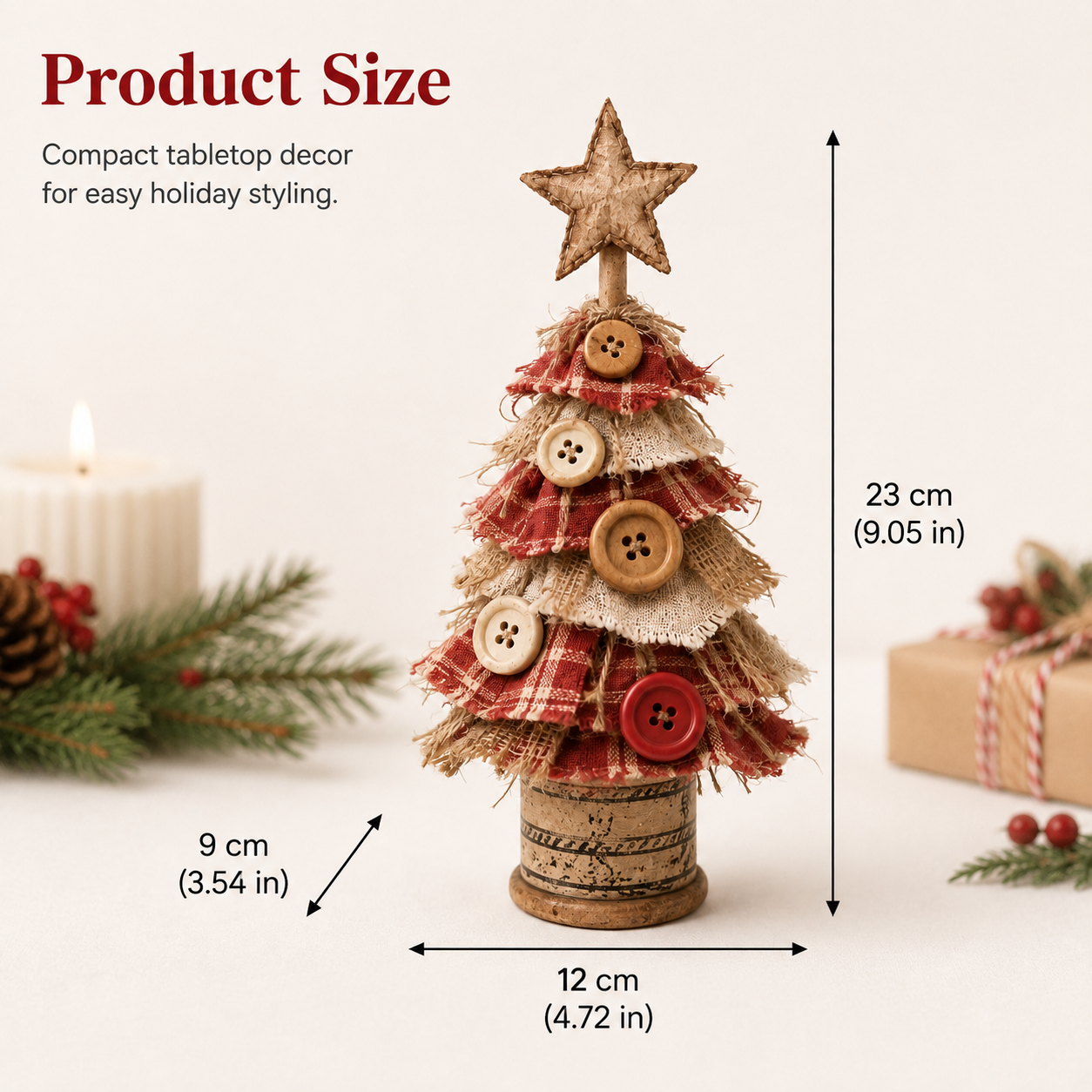 Rustic-style fabric Christmas tree tabletop ornament
