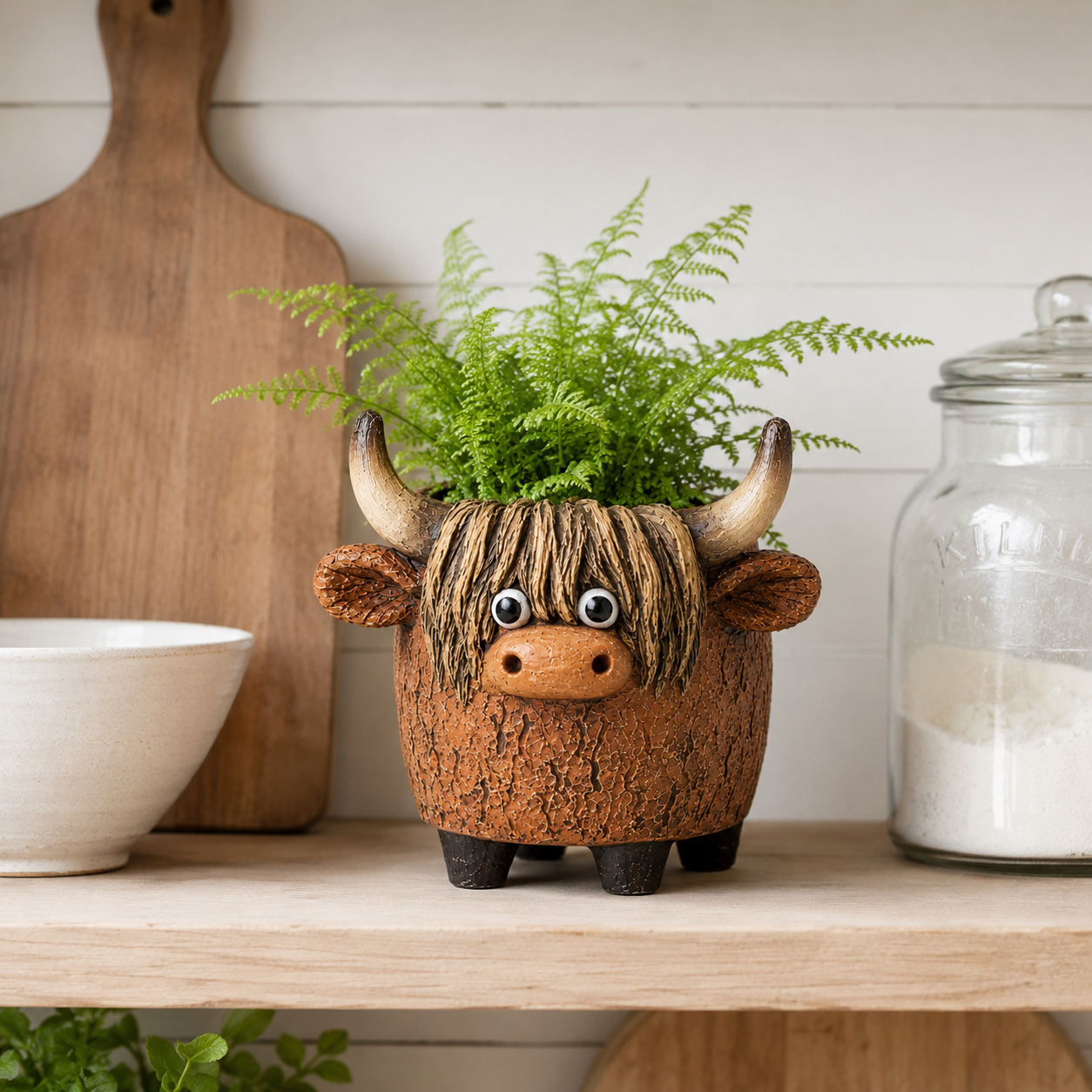 Whimsical Highland Cow Planter