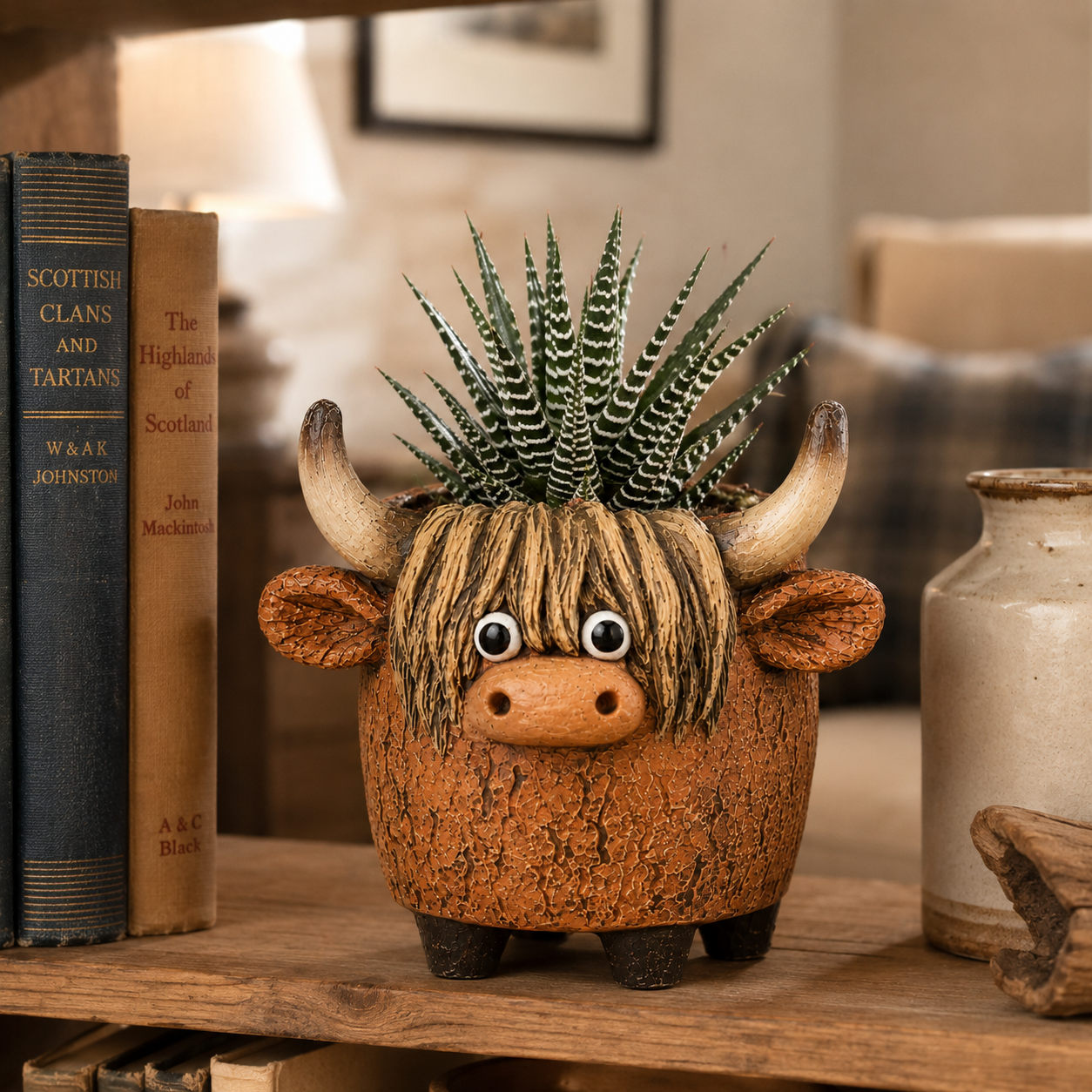 Whimsical Highland Cow Planter