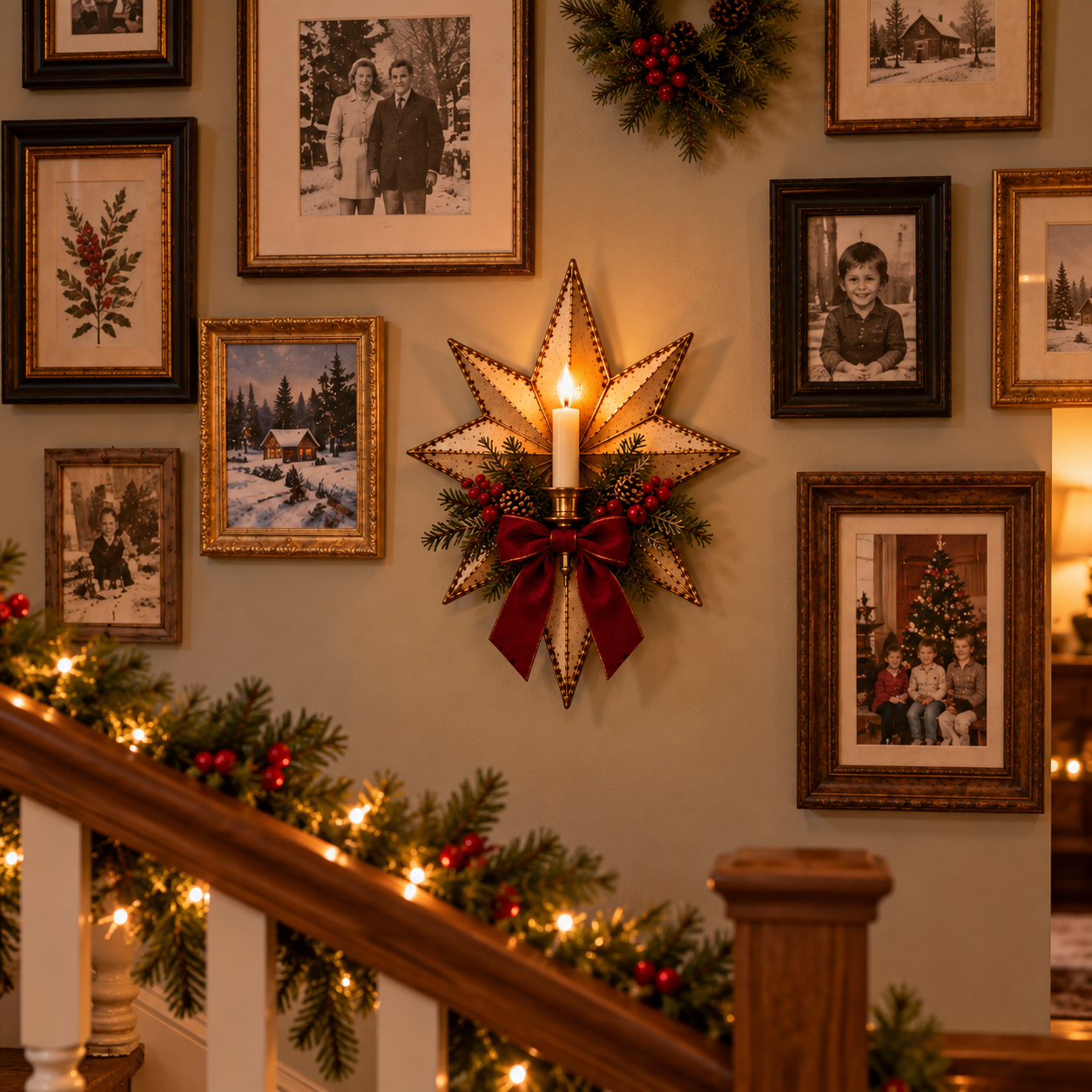 Vintage Gold Star Christmas Wall Candle Holder