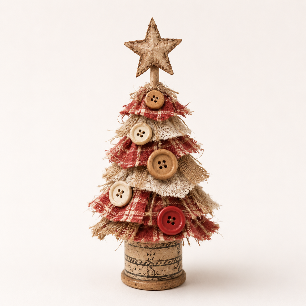 Rustic-style fabric Christmas tree tabletop ornament