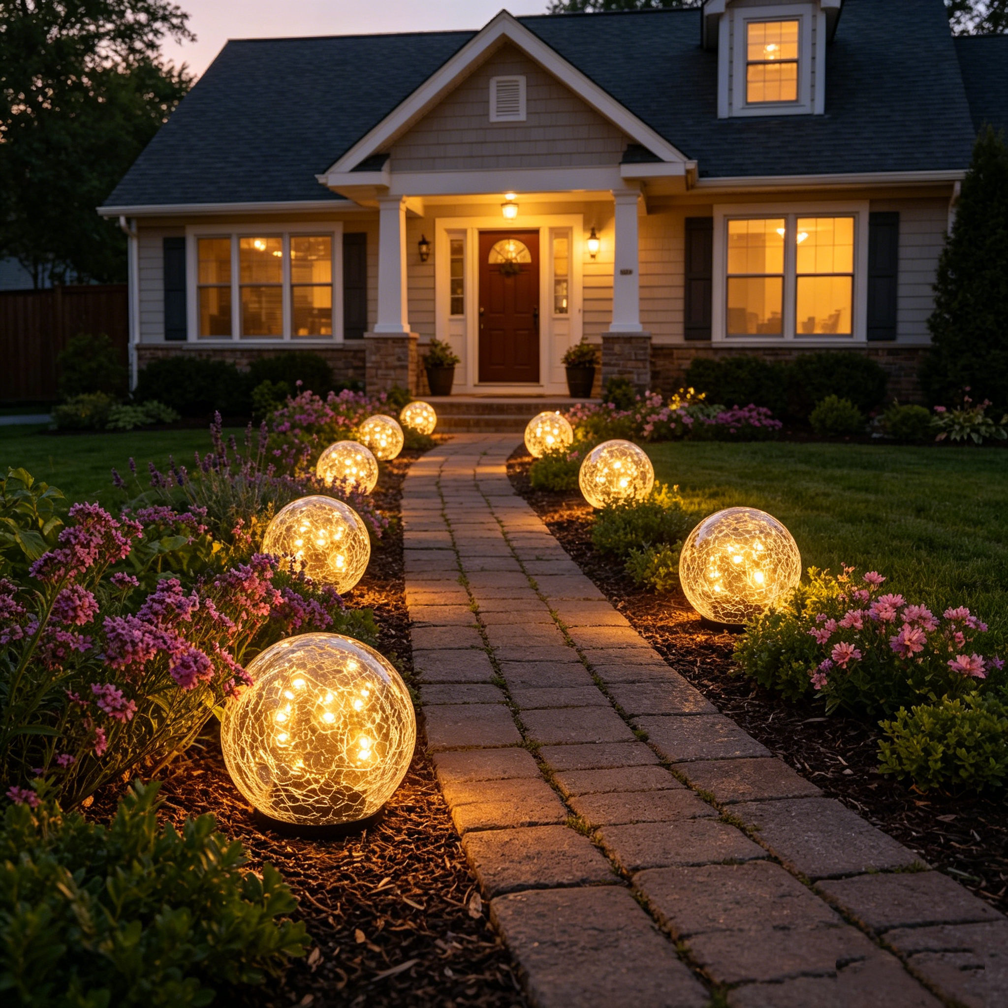 Solar Crackle Glass Globe Garden Light