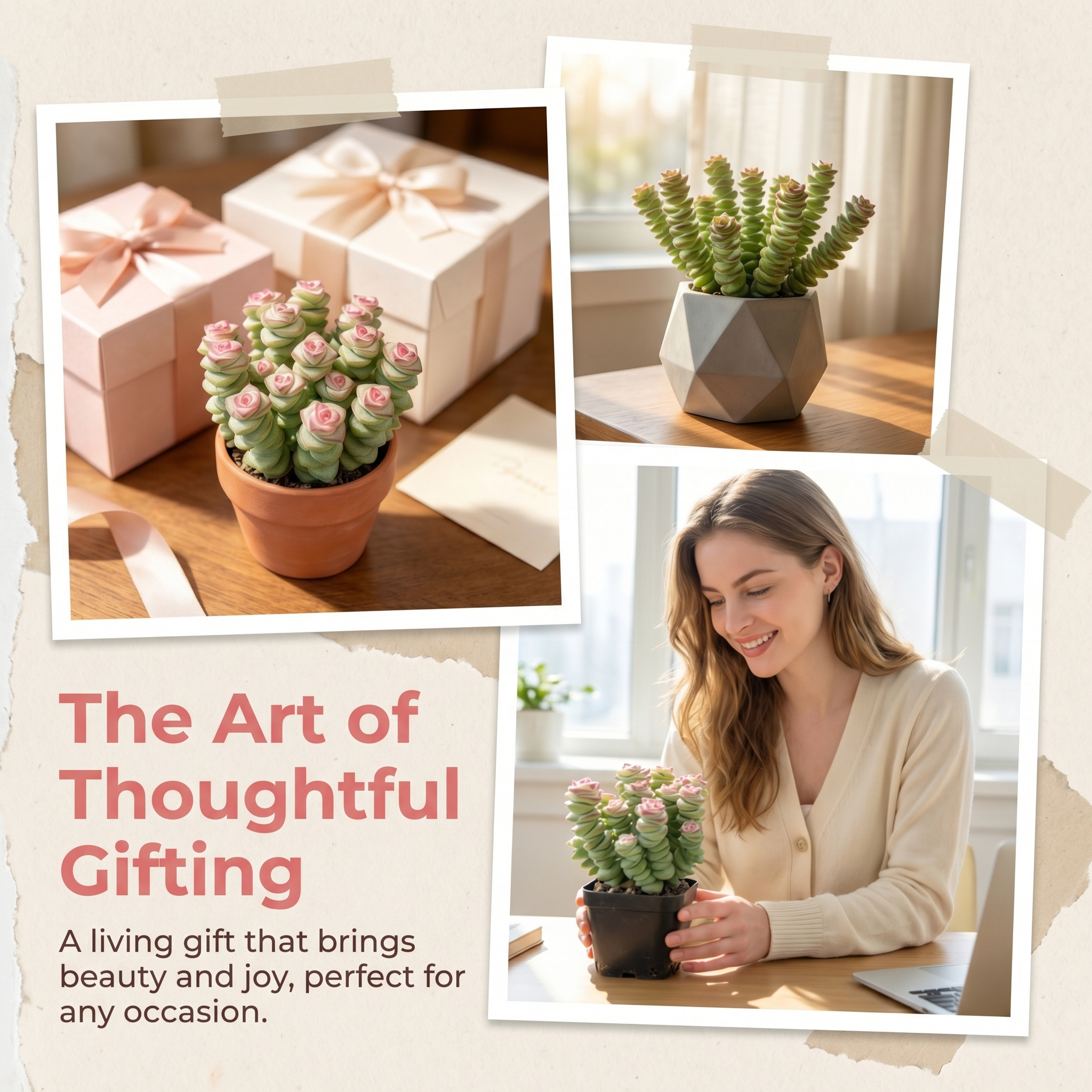 Unique Sculptural Succulent for Desks, Shelves & Sunny Windows