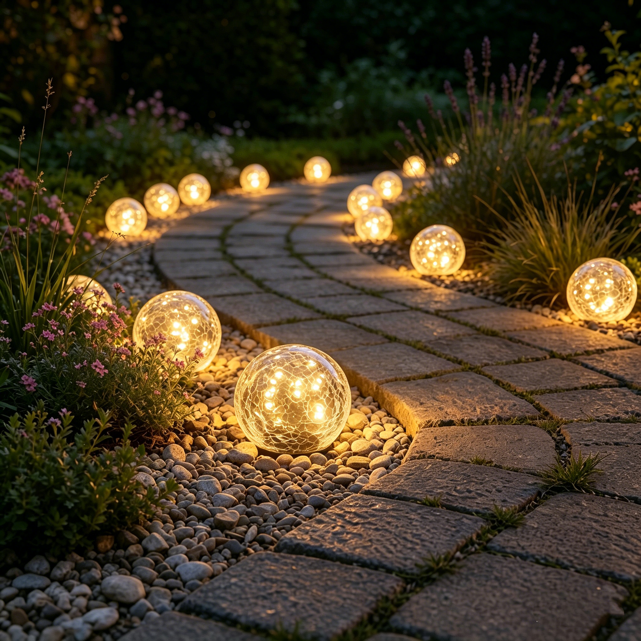 Solar Crackle Glass Globe Garden Light