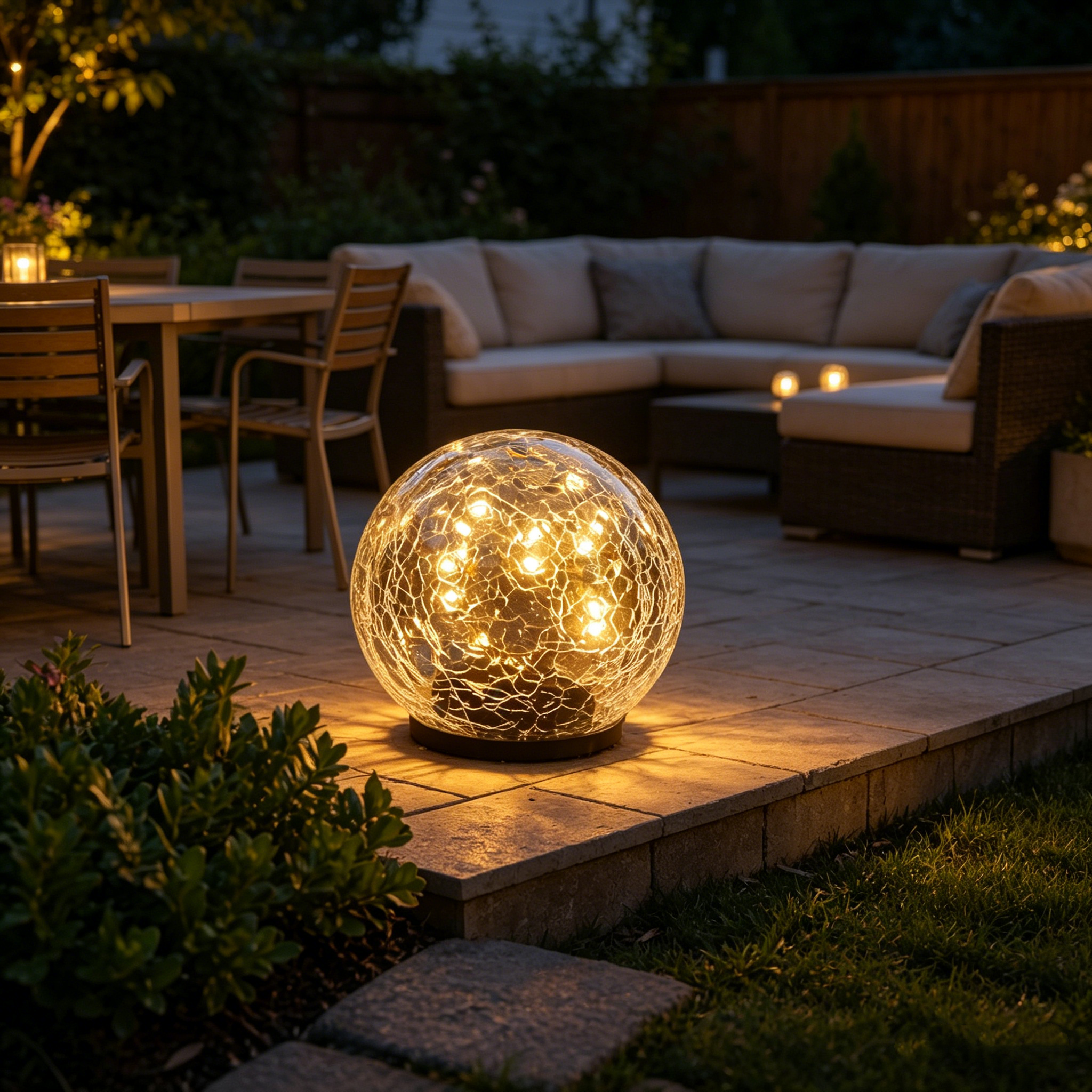 Solar Crackle Glass Globe Garden Light
