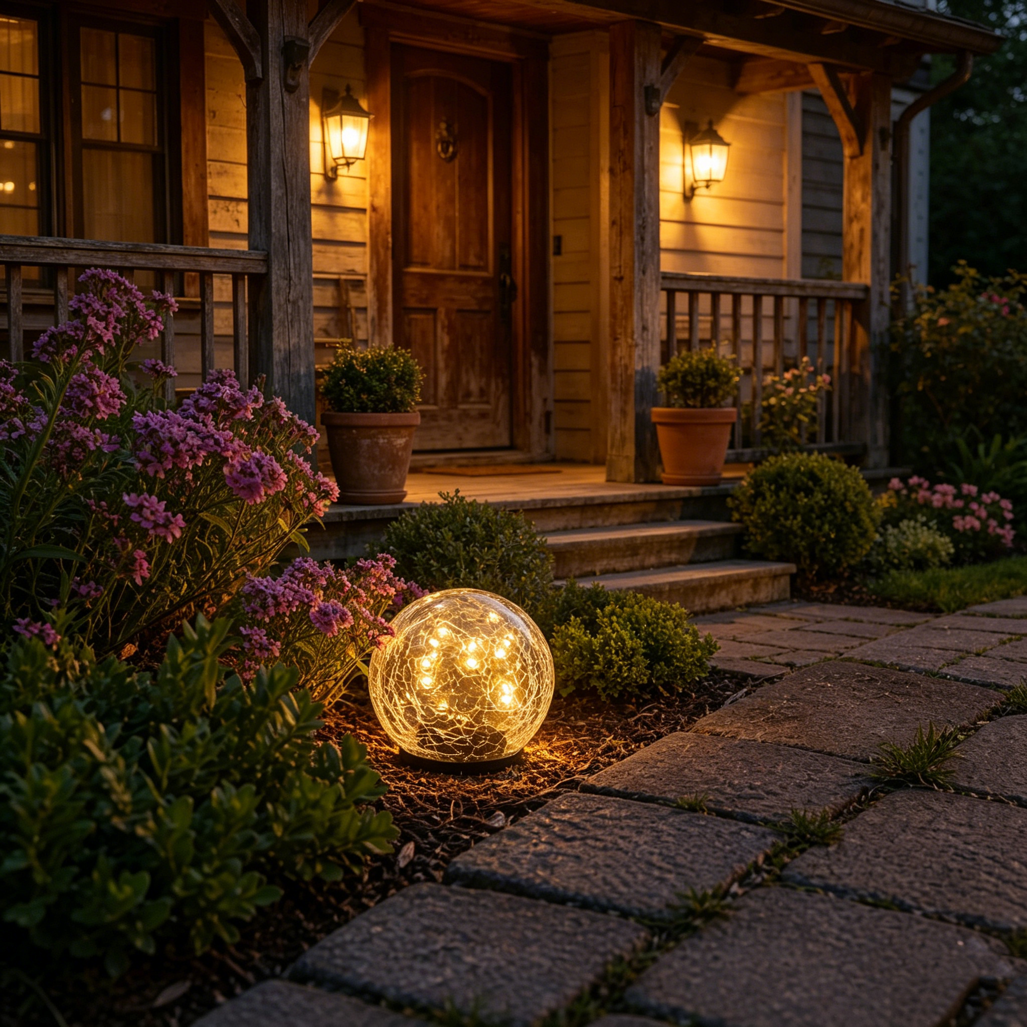 Solar Crackle Glass Globe Garden Light