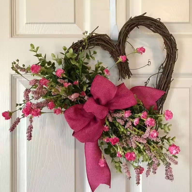 Heart-Shaped Lavender Wreath-Rustic Farmhouse Heart Decoration , Indoor/Outdoor Use