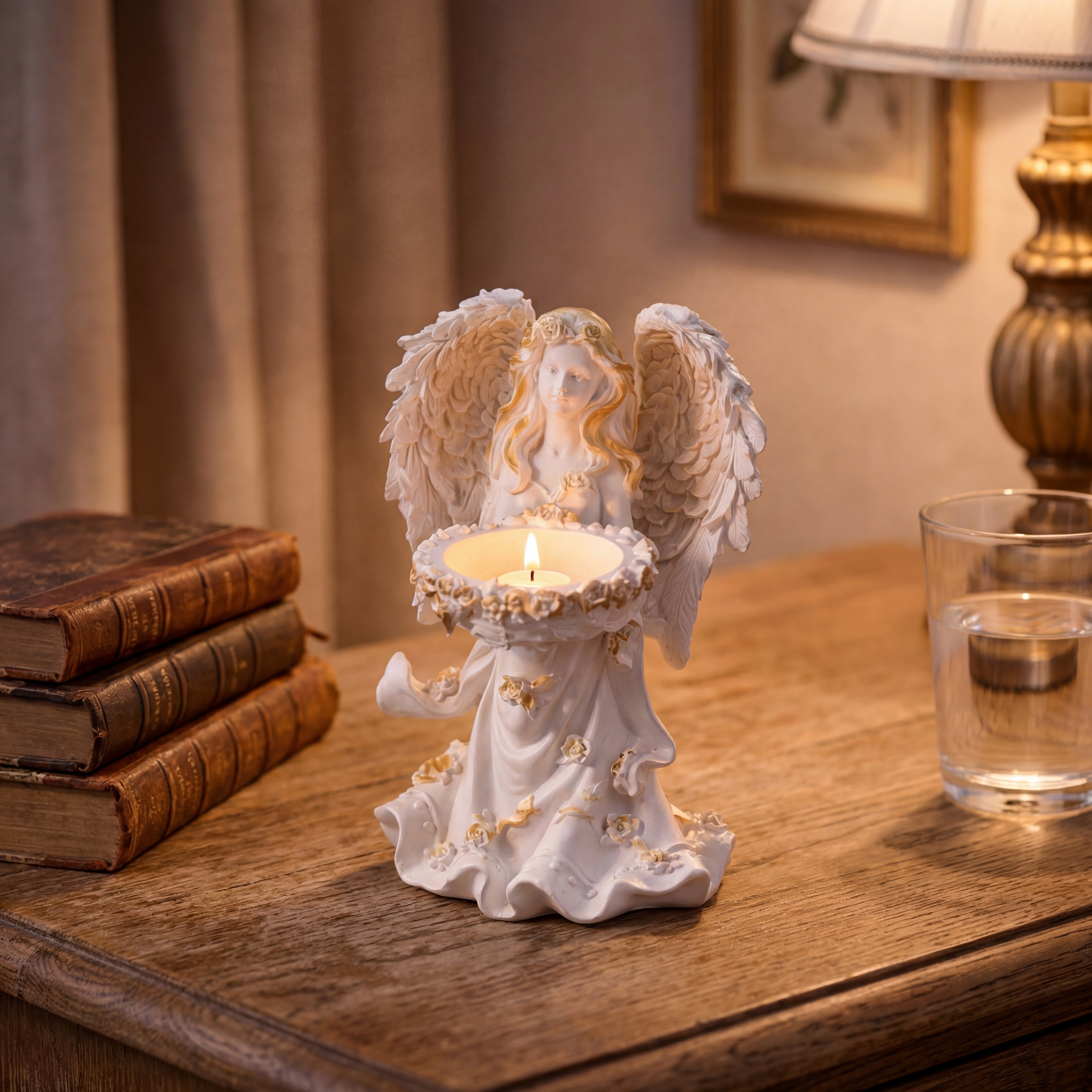 Celestial Angel Decor Set – Angel Tray Statue & Angel Horse Figurine Gift Set