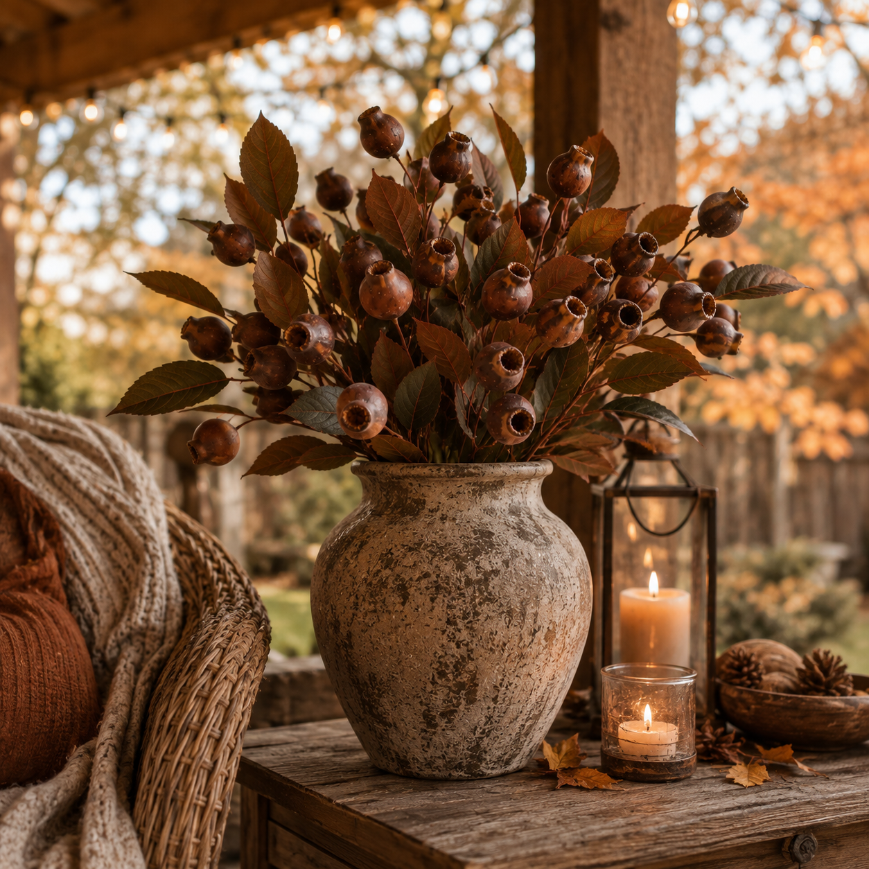 3 Pack Vintage Faux Seed Pod Bouquet – Rustic Seasonal Farmhouse Floral Stems