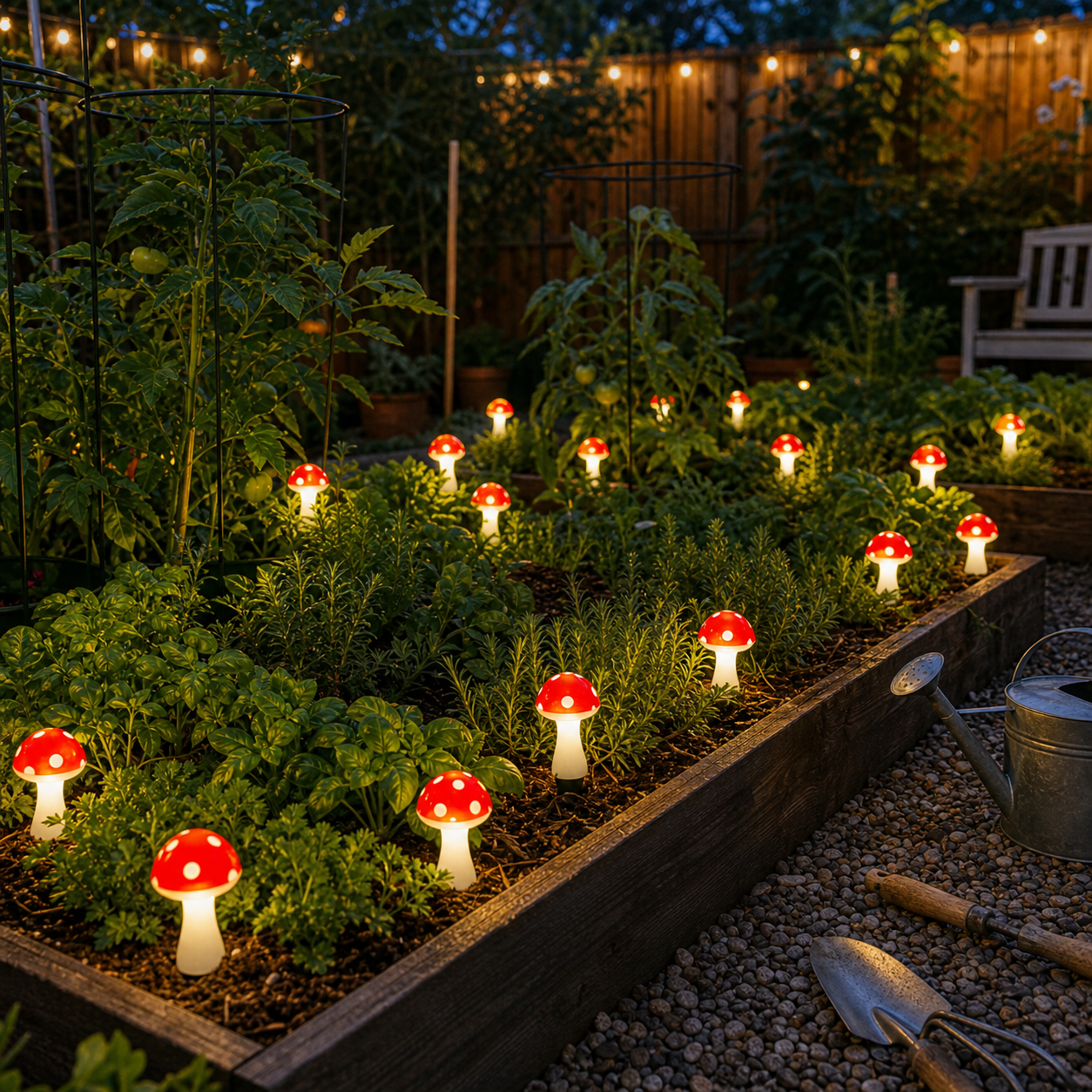 8 LED Solar Mushroom Garden Stake Lights