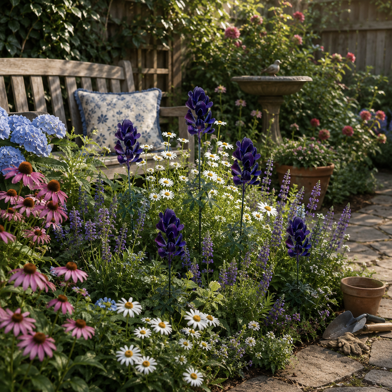 Blue Lupine Metal Garden Stake