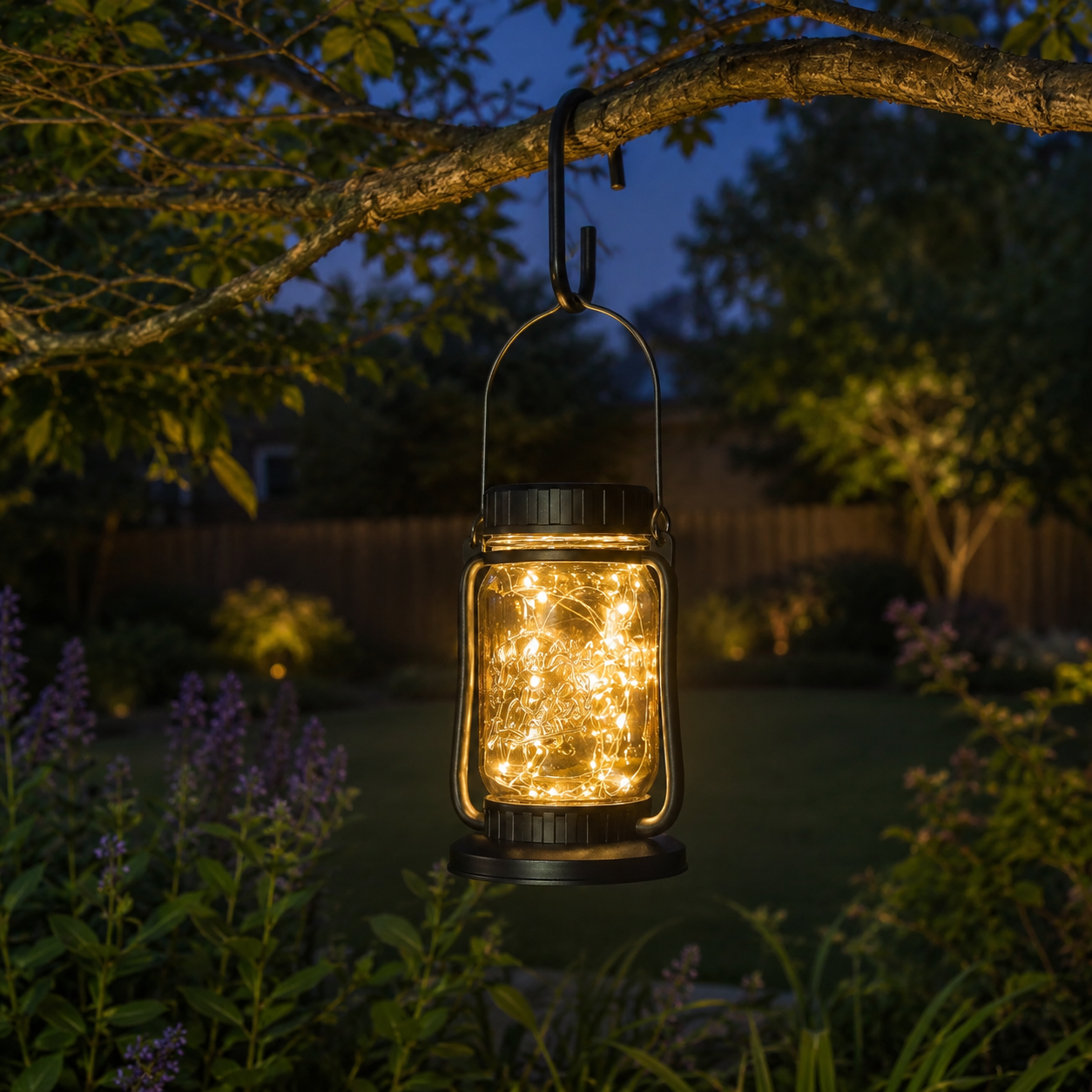 Solar Mason Jar Garden Lantern with Ground Stake – Warm White Outdoor Decorative Light