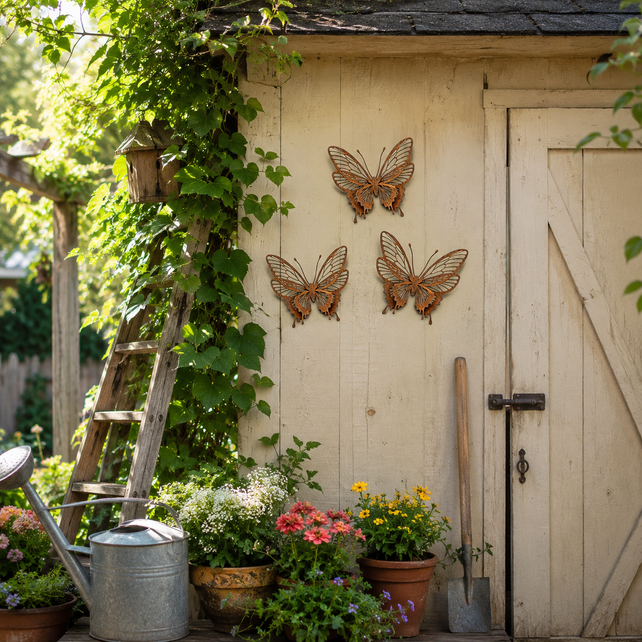 Rustic Metal Butterfly Wall Decor Set of