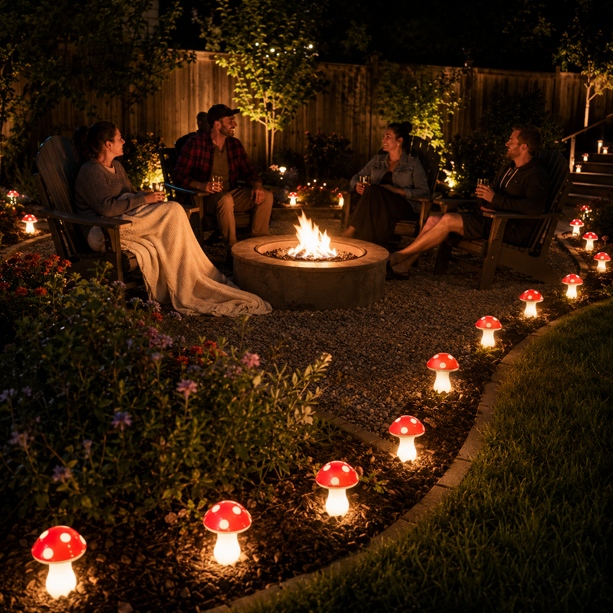 8 LED Solar Mushroom Garden Stake Lights