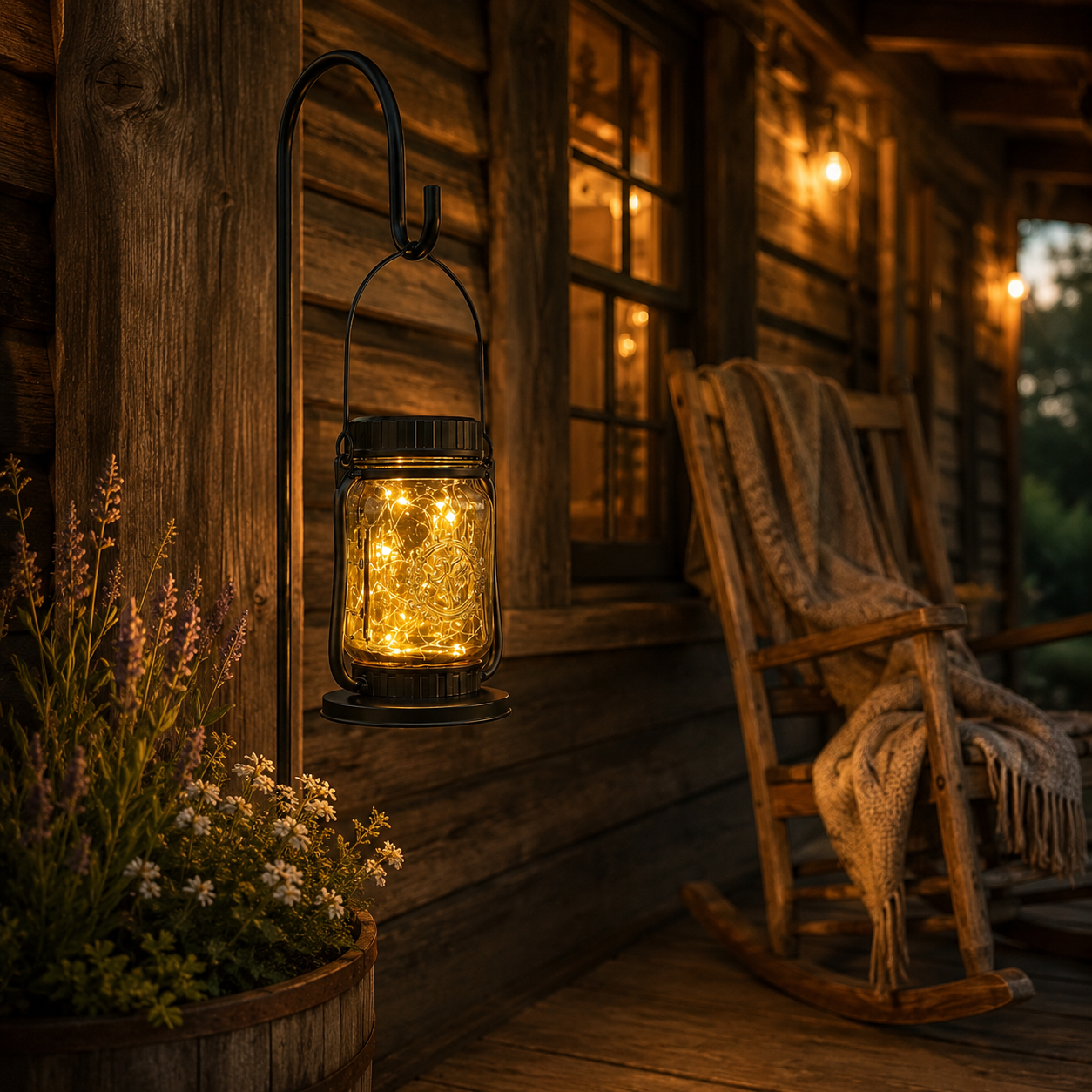 Solar Mason Jar Garden Lantern with Ground Stake – Warm White Outdoor Decorative Light