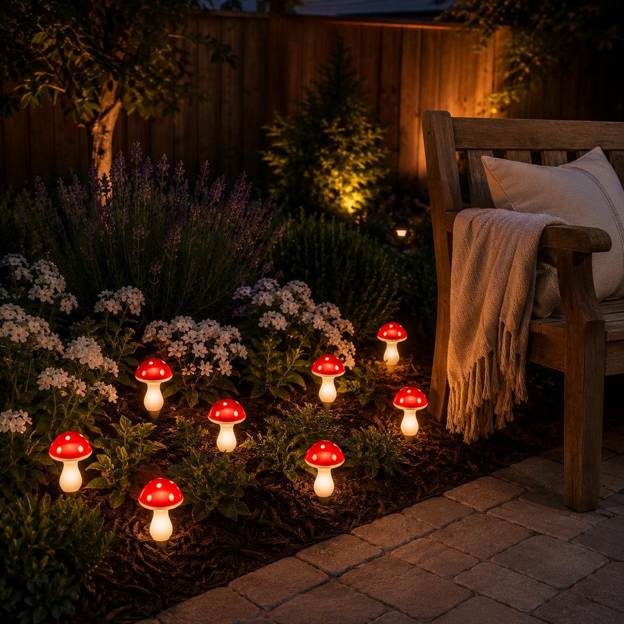 8 LED Solar Mushroom Garden Stake Lights